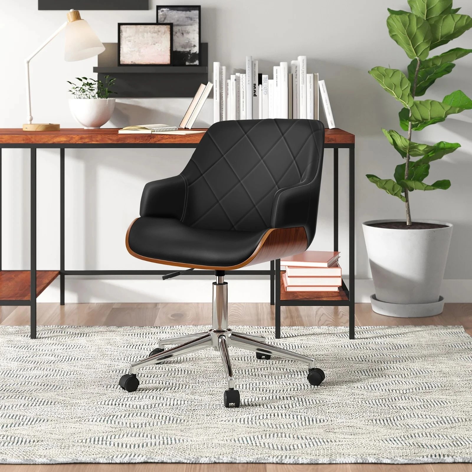 9 Alfordson Wooden Office Chair Computer Chairs Executive Seat Leather - Black, 9 of 10