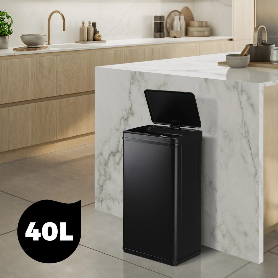 9 Oikiture 40l Motion Sensor Rubbish Bin
 - Black, 9 of 10