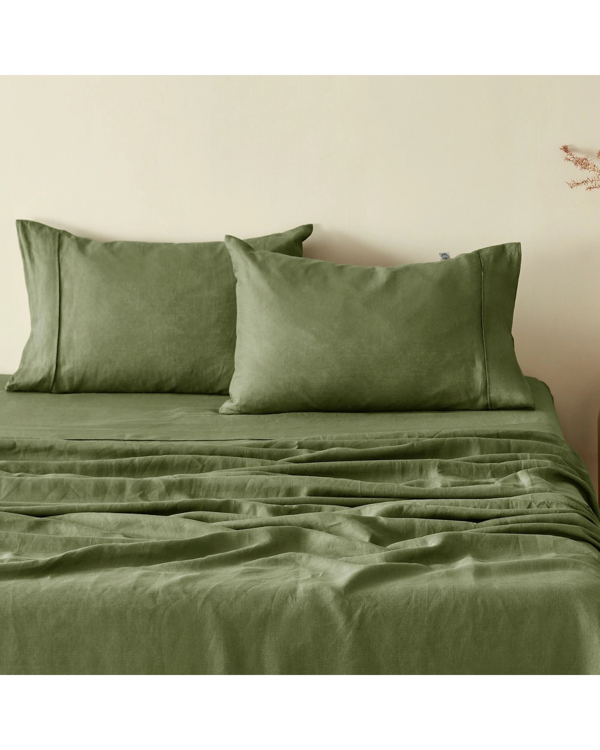 1 Natural Home 100% European Flax Linen Standard Pillowcase Twin Pack - Hunter, 1 of 5