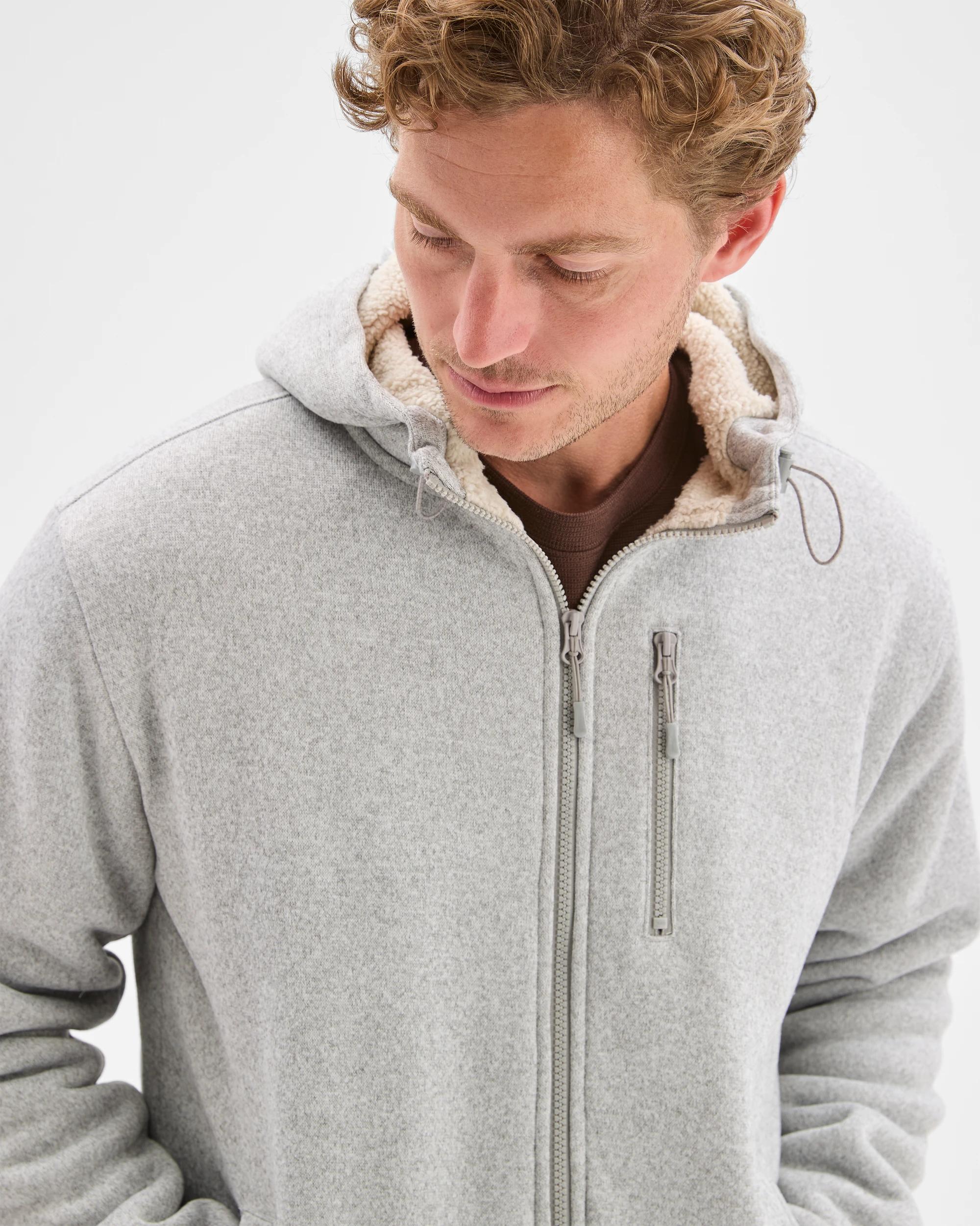 5 Target Man Teddy Lined Zip Through Fleece Hoodie GREY MARLE, 5 of 7