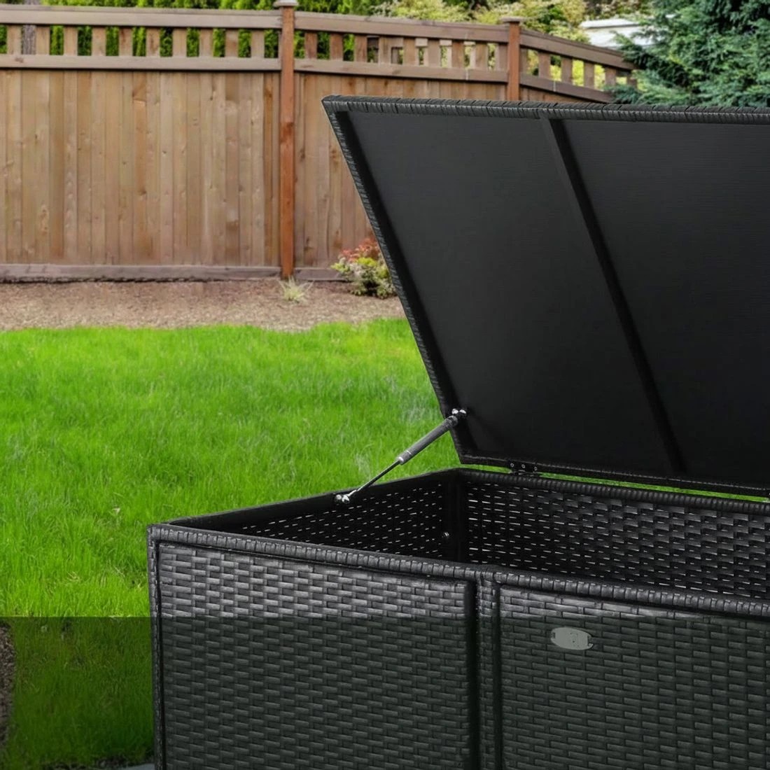 6 Gardeon Outdoor Storage Cabinet Box Deck Wicker Shelf Chest Garden Shed Tools - Black, 6 of 6