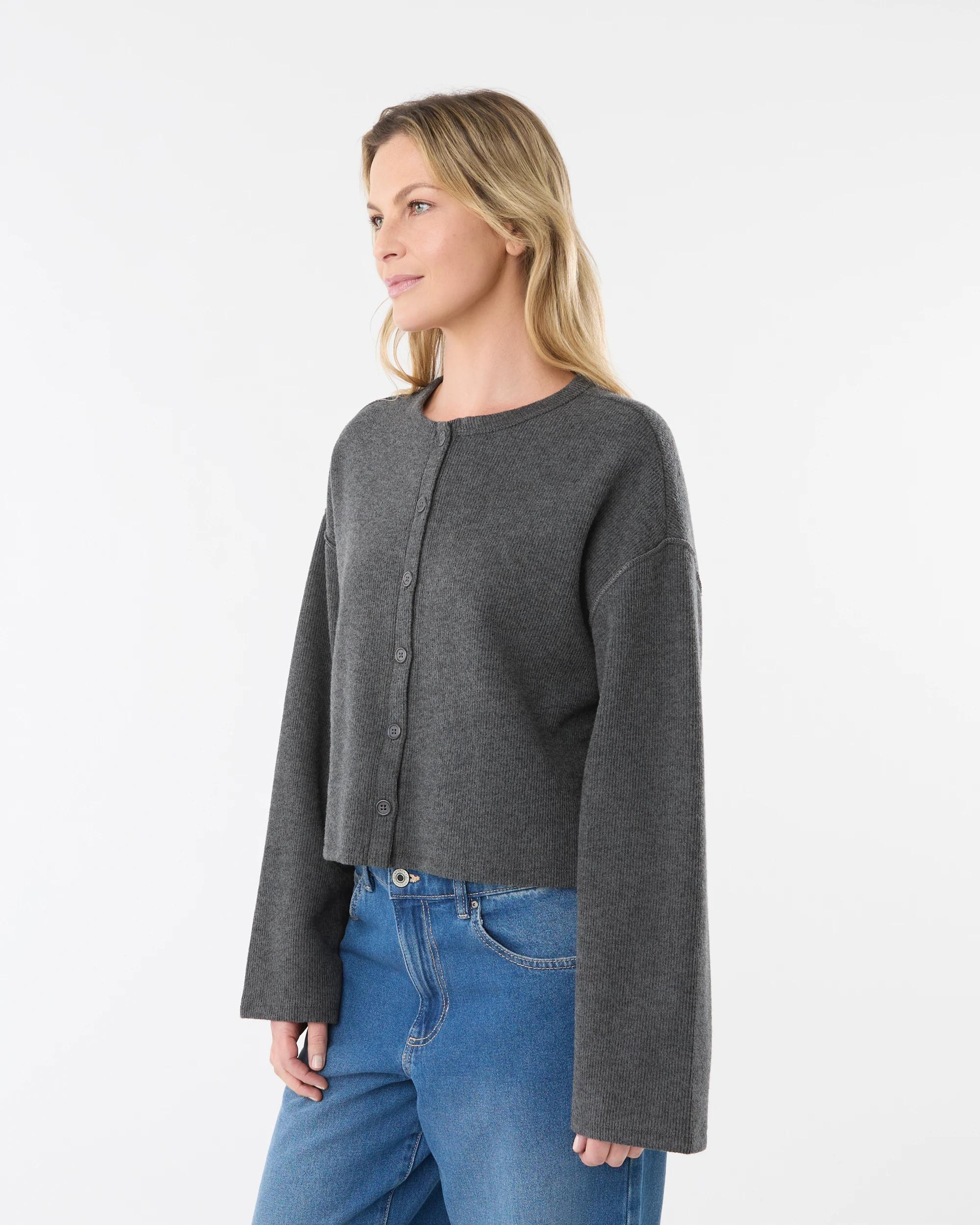 2 Long Sleeve Brushed Cardigan Shdwmarle, 2 of 7