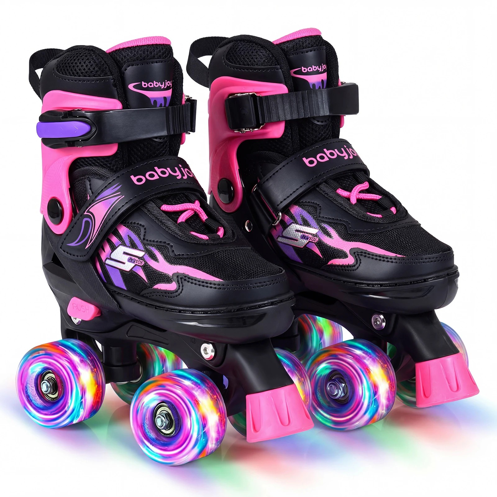 1 Costway 4-Size Adjustable Roller Skates Fun Quad Skating Shoes Roller Beginner Age 5-7 - Pink, 1 of 1