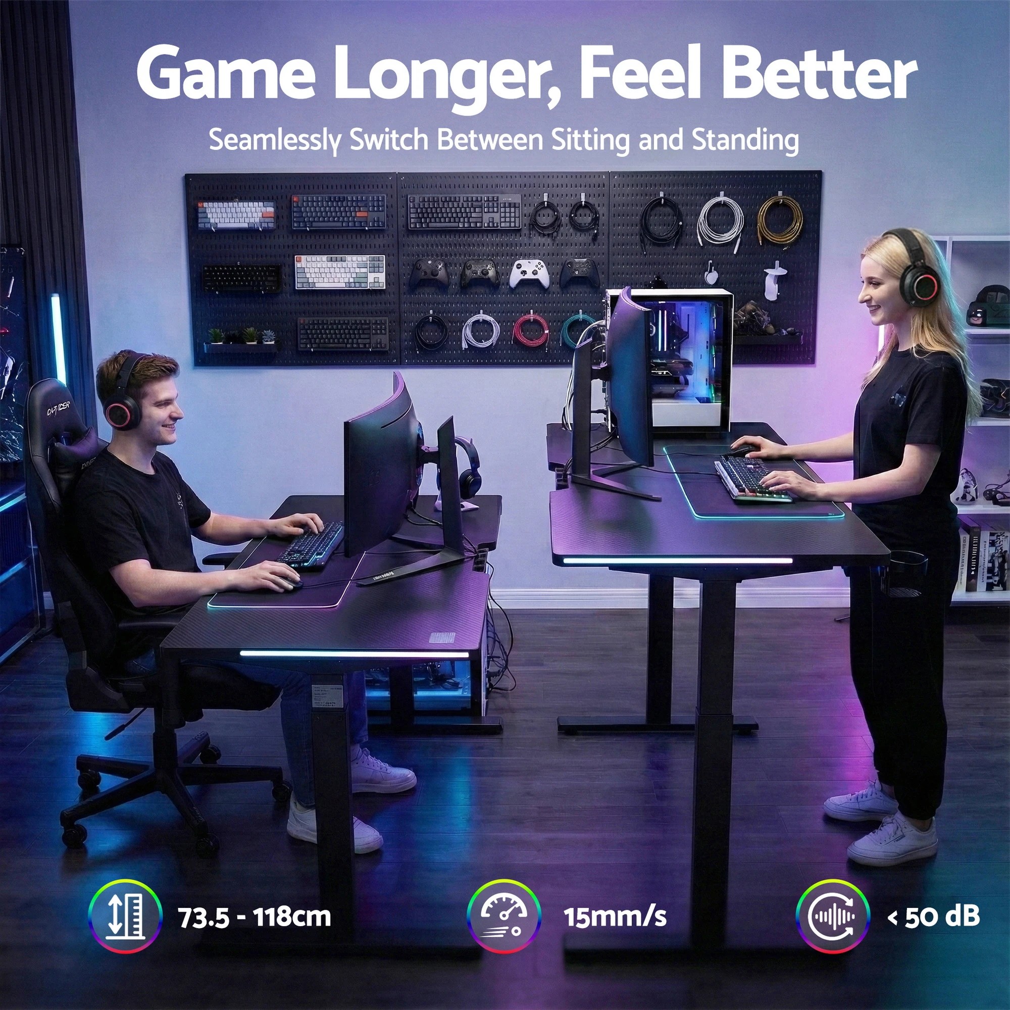 3 Artiss Electric Standing Desk Height Adjustable Gaming Desk Home Office 140cm - Black, 3 of 6