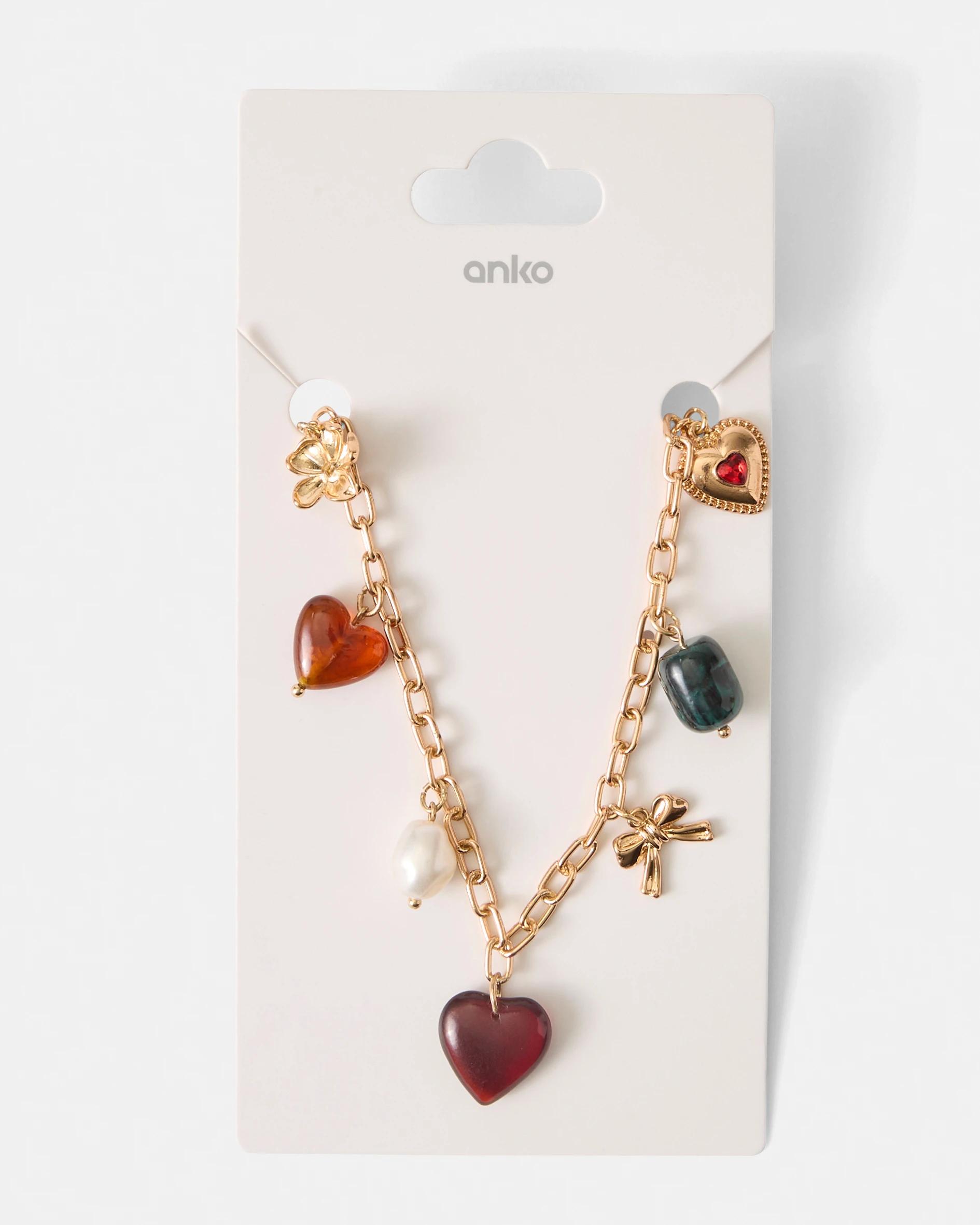 7 Heart Charms Necklace - Gold Tone Gold, 7 of 7