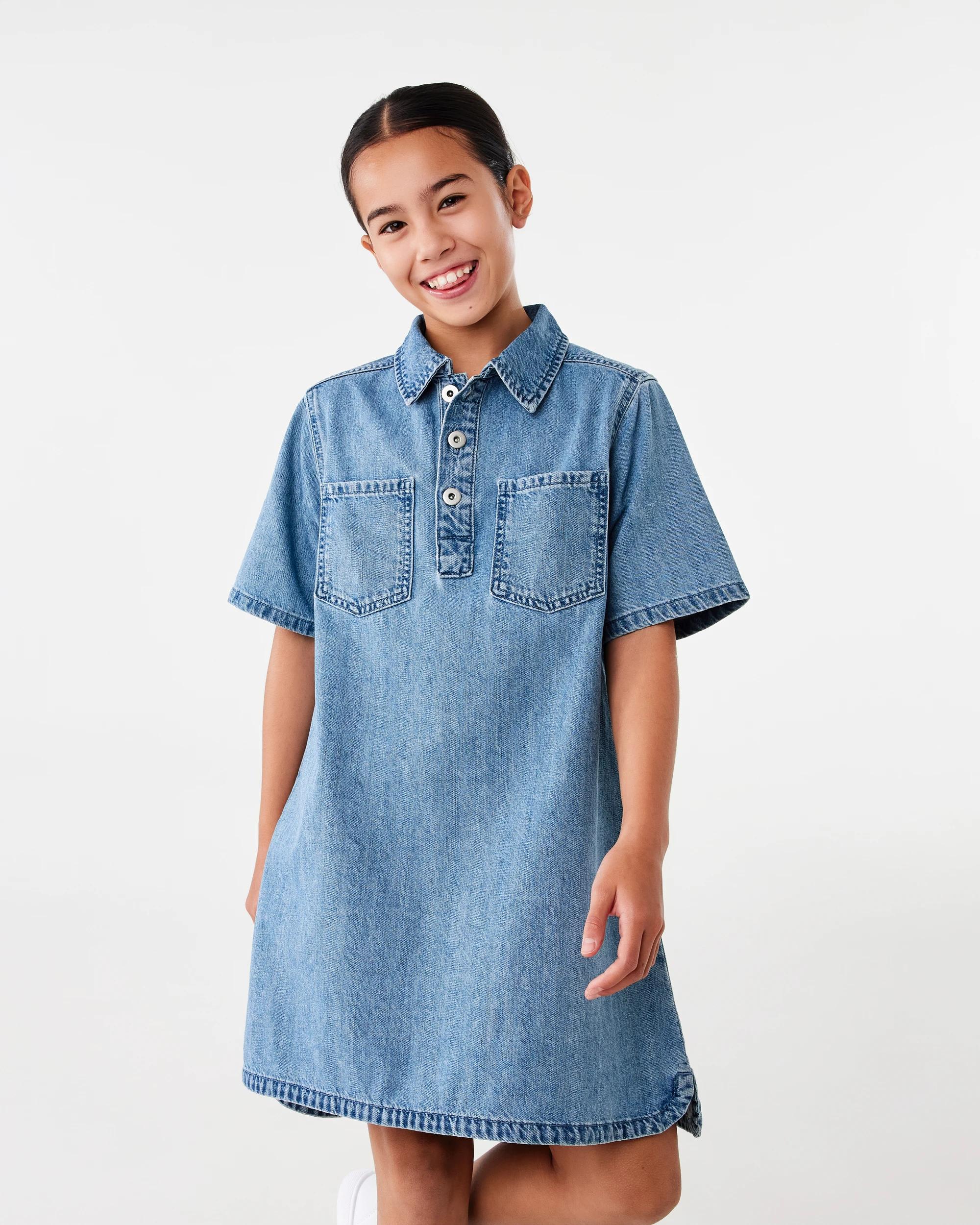 1 Denim Shirt Dress Mid Denim, 1 of 7