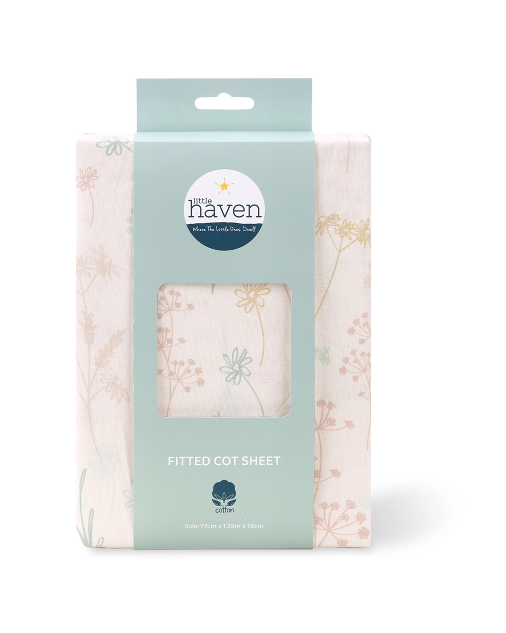 1 Little Haven Cot Fitted Wild Flower Baby Bedding Sheet Cotton Standard Fit - Multi, 1 of 3