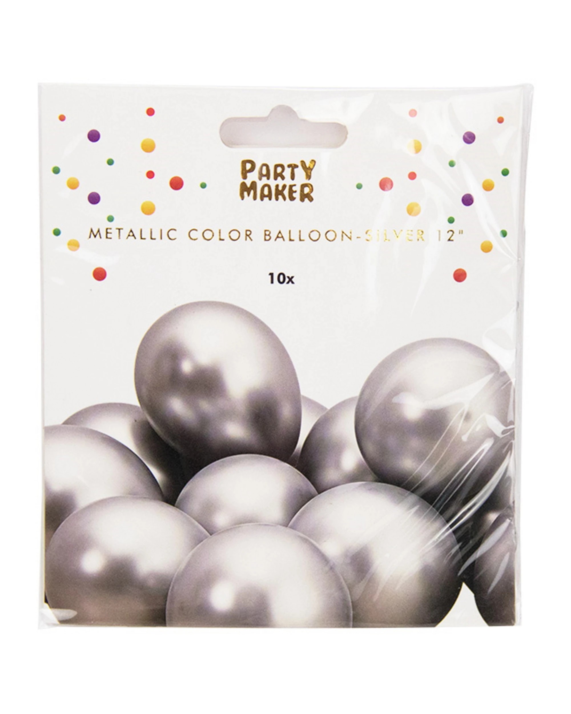 2 Partyrama Chrome Silver Balloons 30cm Round Pack of 10 - Silver, 2 of 2