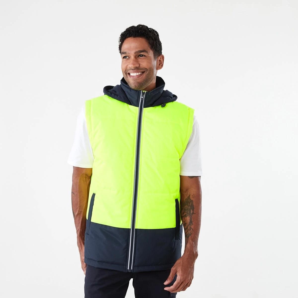 2 Hi-Visibility Hooded Puffer Vest Yellow, 2 of 7