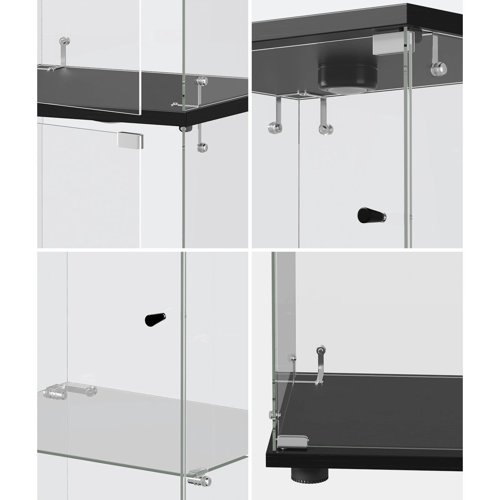 5 Oikiture Glass Display Cabinet 4-Tier LED Light Bookcase Clear Showcase - Black, 5 of 8