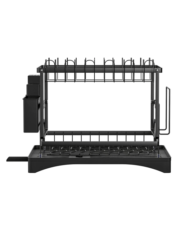 Cefito Dish Rack 2 Tiers Expandable Drainer - - Black