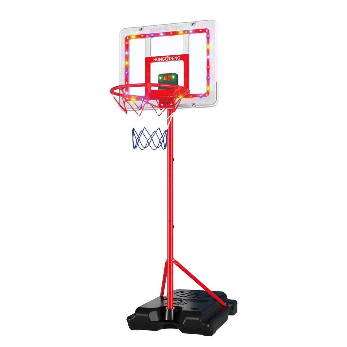 3 AUSWAY 1.2m-2.5m Portable Outdoor Basketball Hoop Stand System LED Backboard, 3 of 4