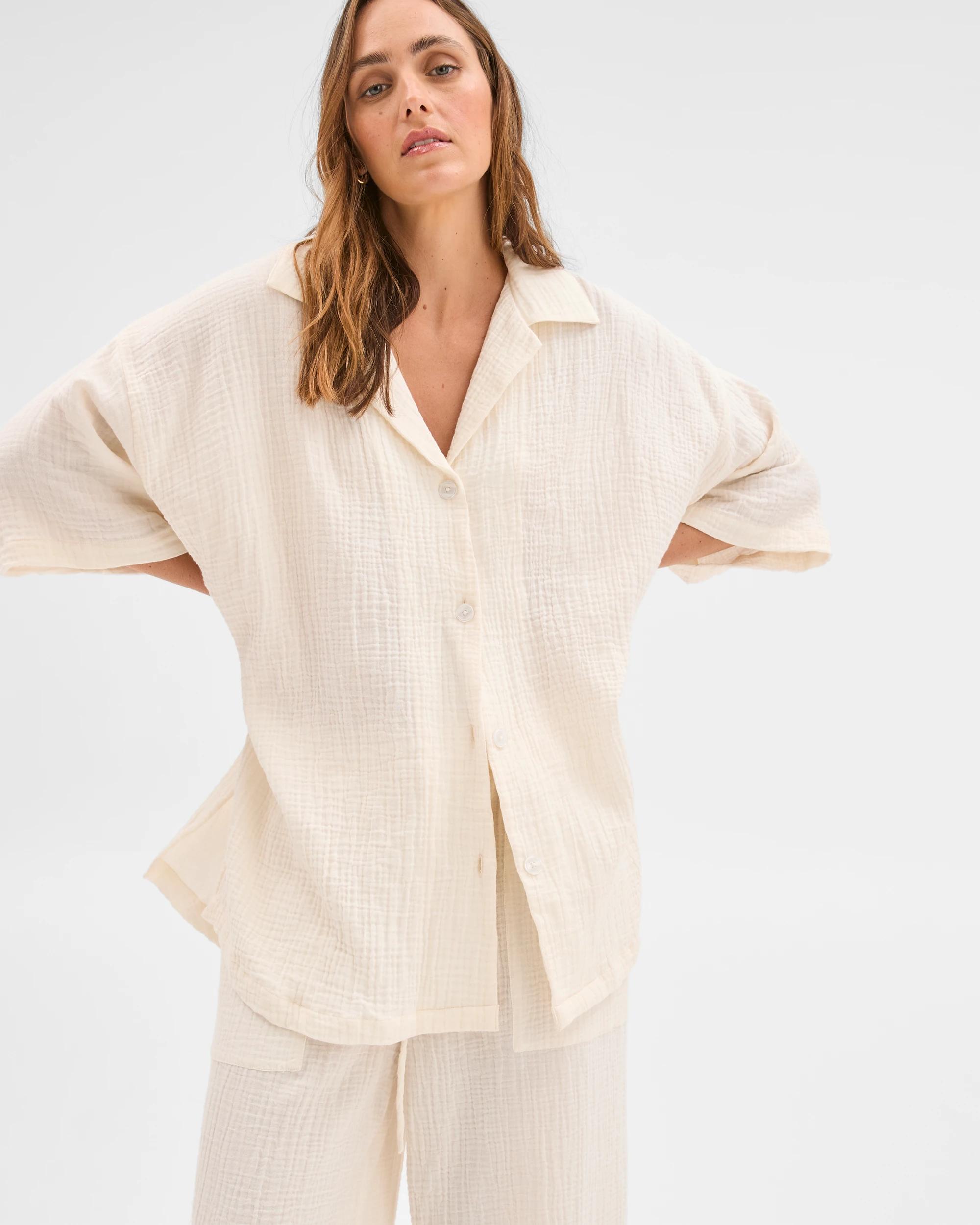 4 Target Woman Resort Australian Cotton Oversized Short Sleeve Shirt WHITE, 4 of 7