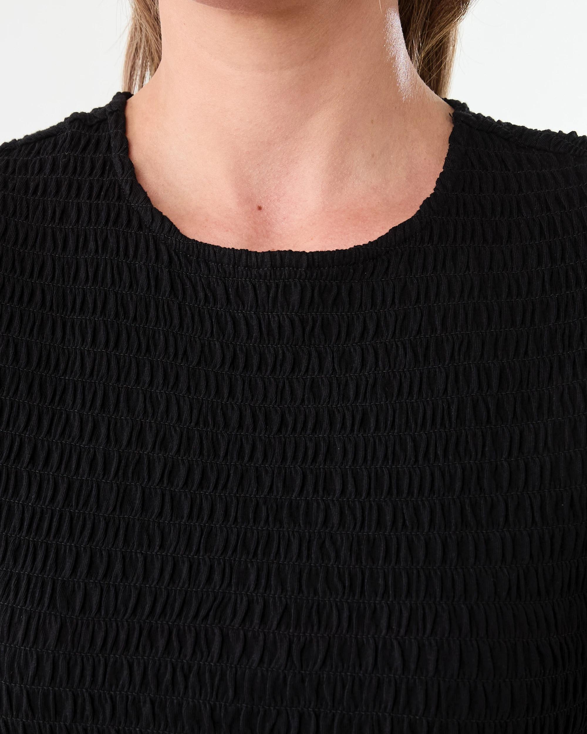 5 Short Sleeve Shirred Flutter Top Black, 5 of 6