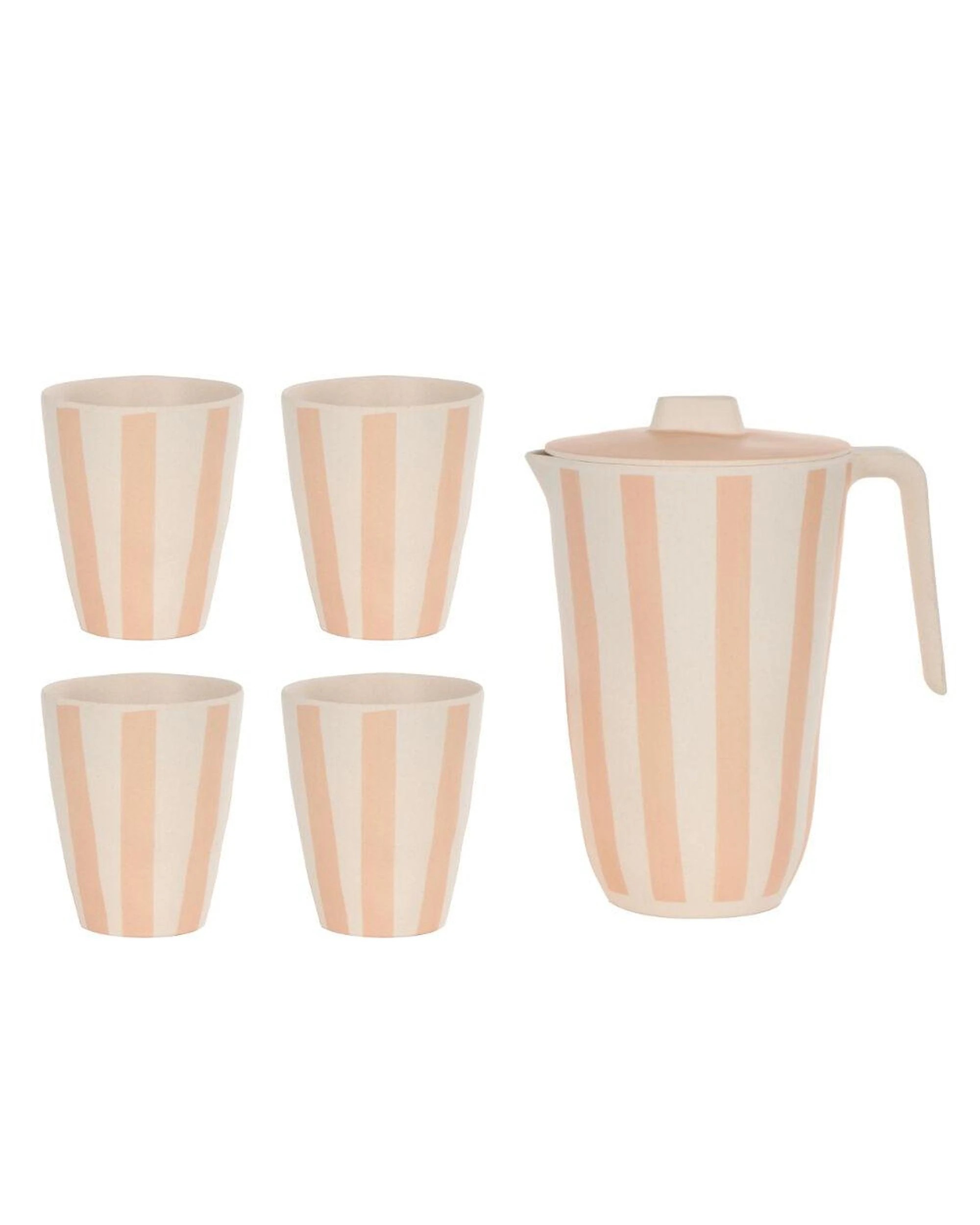 1 Davis & Waddell Saltara Bamboo Fibre 1.7L Jug & 4pc Tumblers 450ml Brown - Brown, 1 of 3