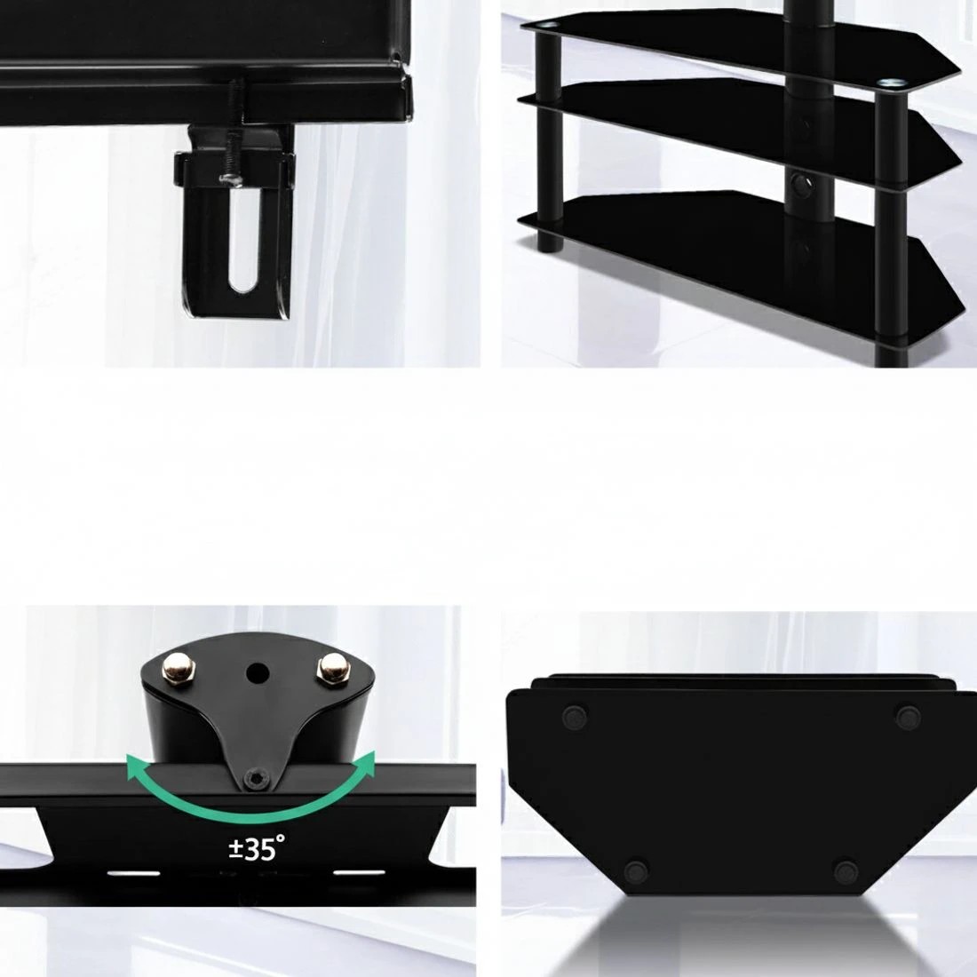 5 Artiss TV Stand Mount Bracket for 32"-60" LED LCD 3 Tiers Storage Floor - Black, 5 of 7