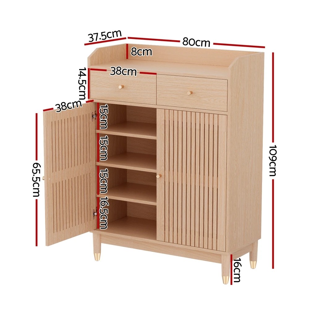 3 Artiss Shoe Rack Cabinet 4-Tier 16 Pairs - Natural, 3 of 5