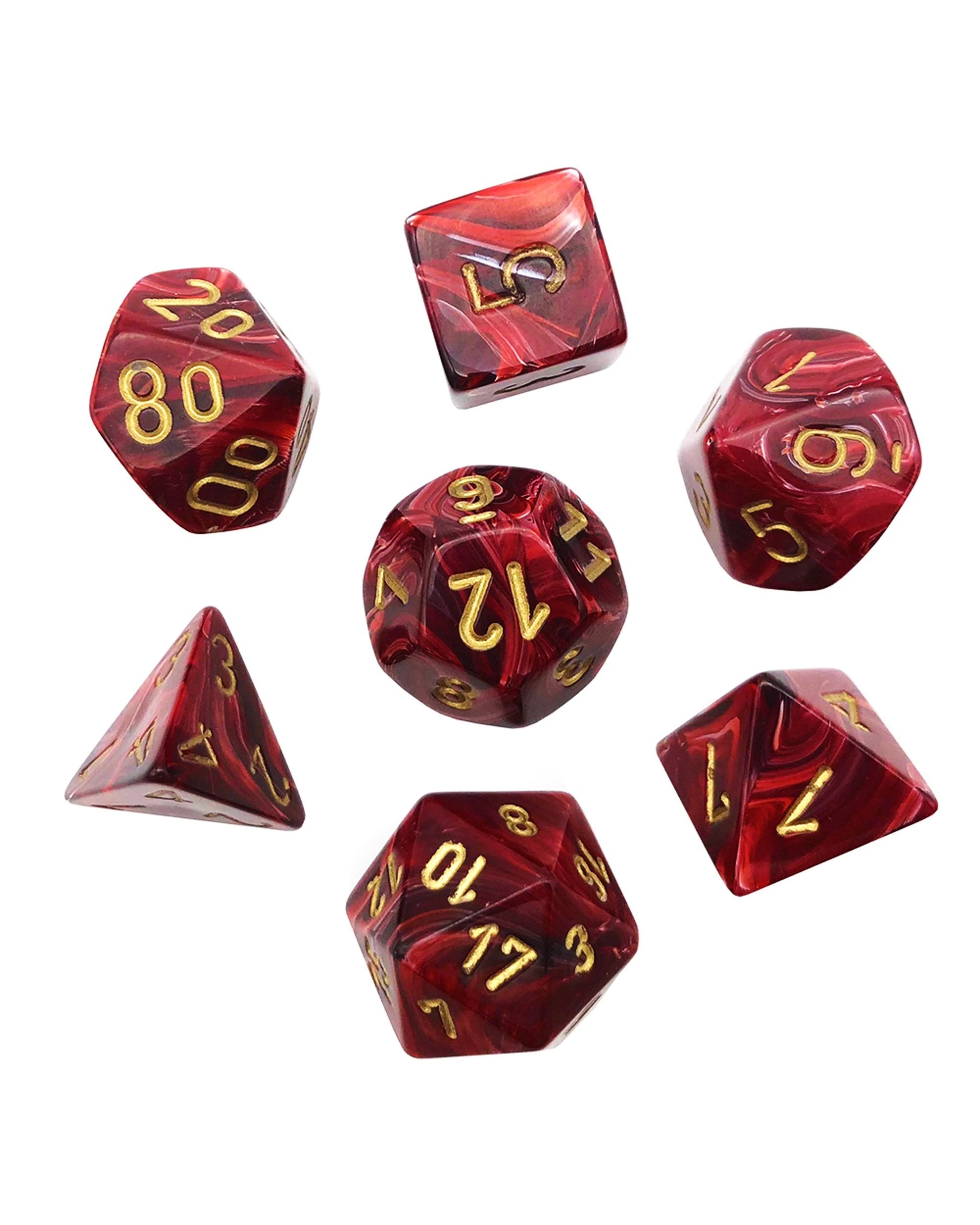 3 Chessex Vortex Polyhedral 7-Die Dice Set - Burgundy and Gold, 3 of 3