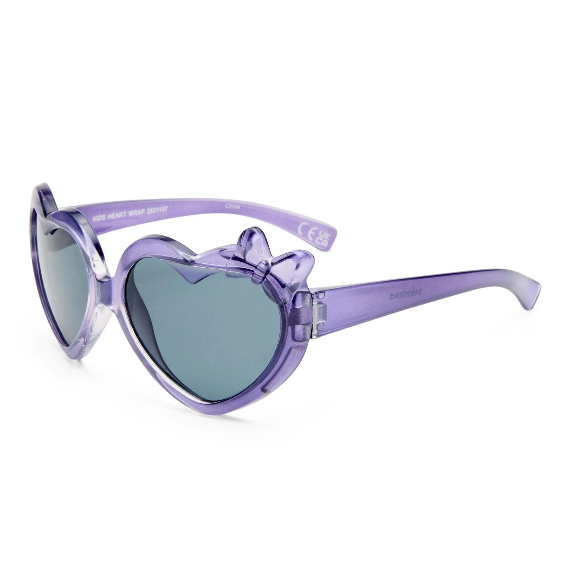 2 SOLARIZED® Kids Heart Wrap Sunglasses, Hot PEARLISED PURPLE, 2 of 3