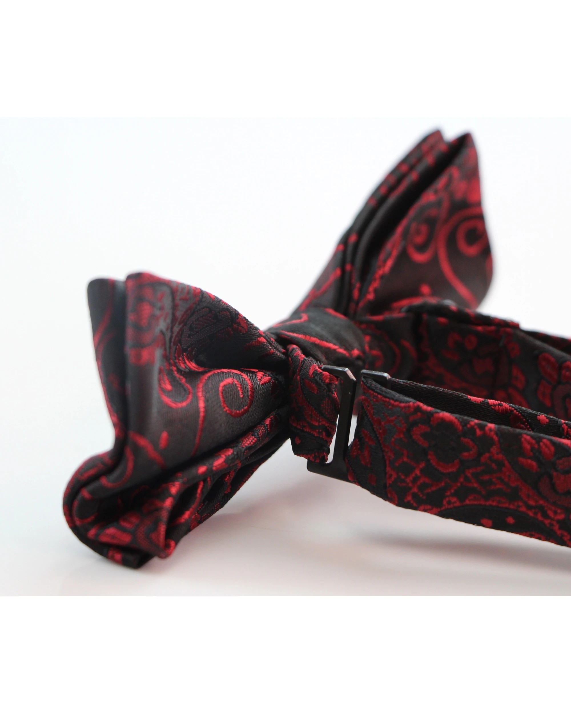 2 Zasel Mens Black & Red Elegant Paisley Patterned Bow Tie, 2 of 2