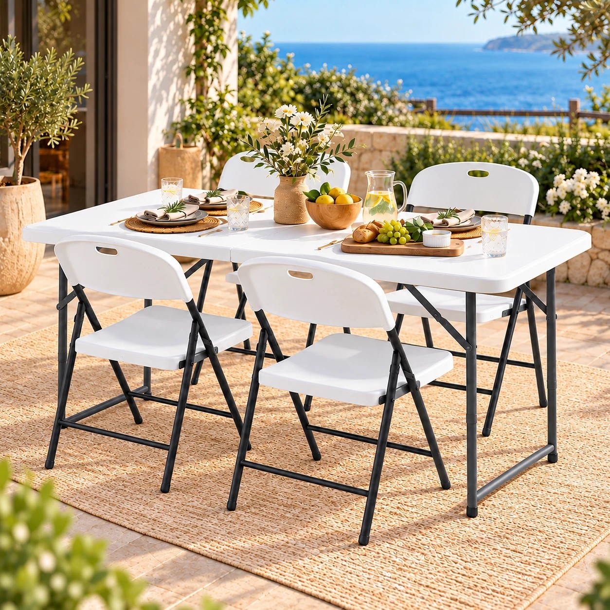 Gardeon 5PCS Outdoor Dining Set 120CM Folding Table and Chairs Patio ...