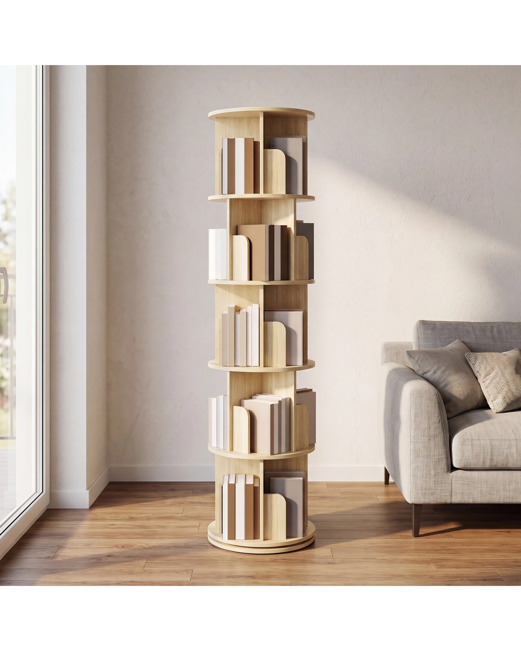 3 Advwin 5 Tiers Bookshelf Rotating Corner Bookcase Cabinet Revolving Display Stand Rack, 3 of 6