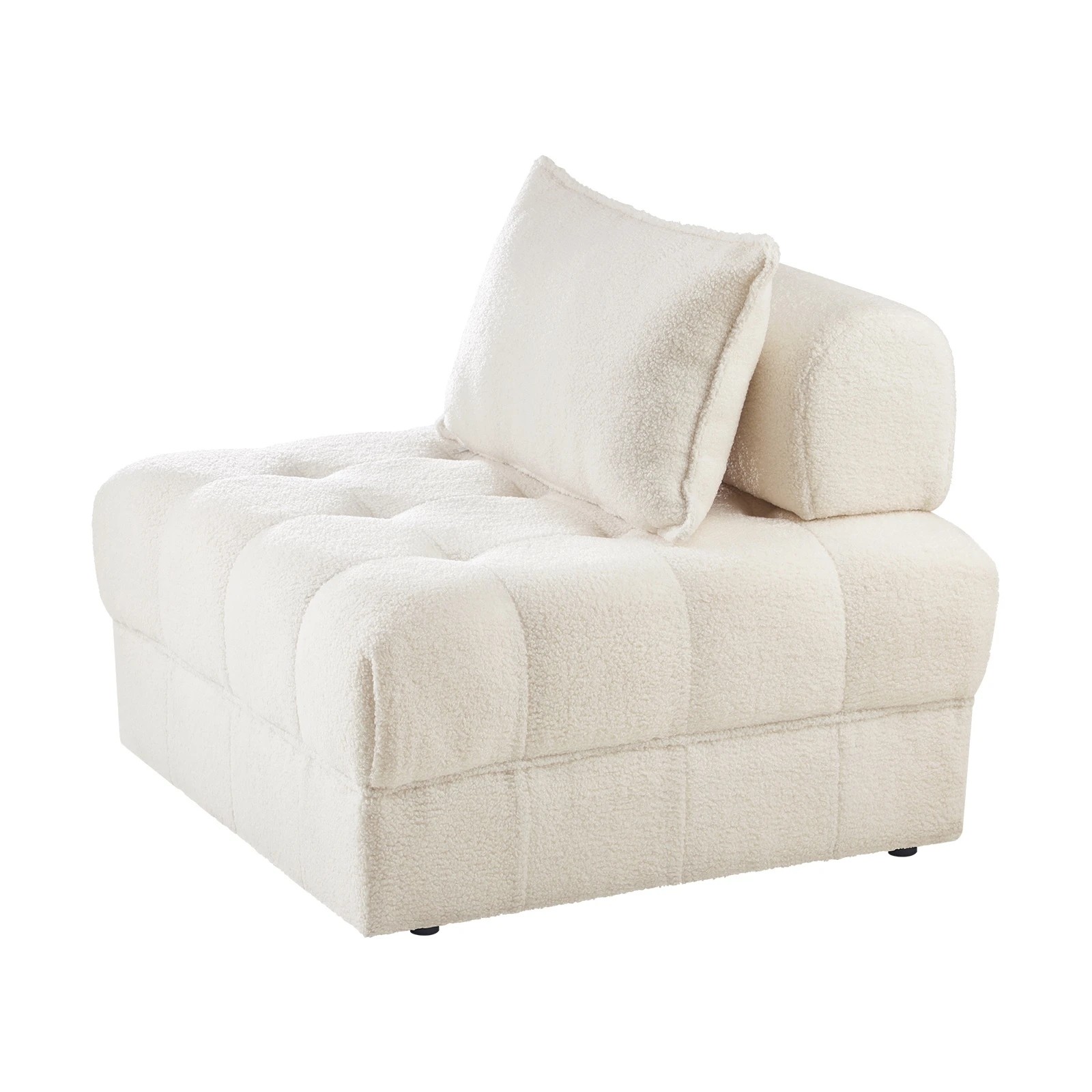 10 Oikiture 1 Seater Boucle Modular Sofa Lounge Chair Armless Tofu Back
 - White, 10 of 10