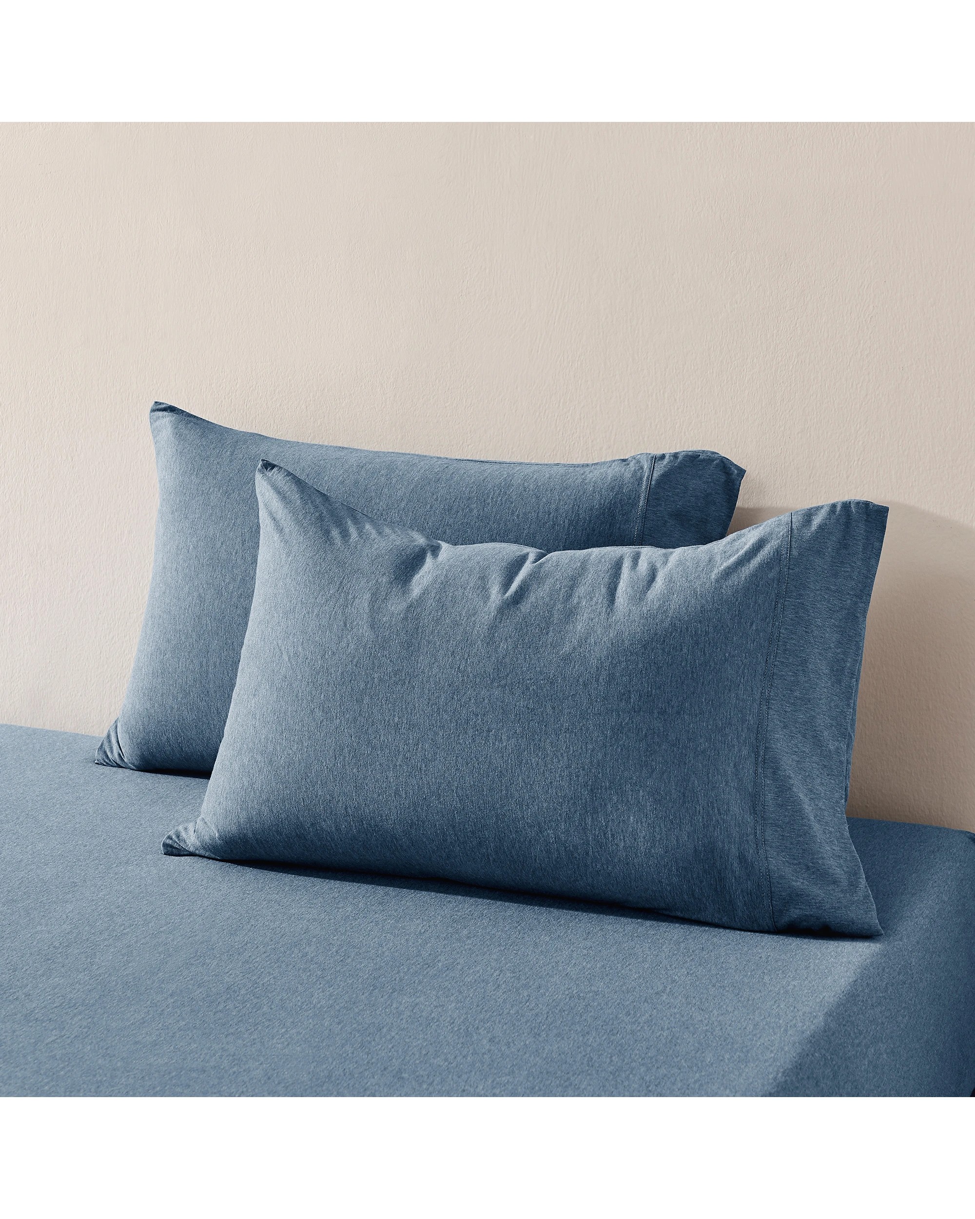 1 Dreamaker Jersey Luxe 100% Cotton Standard Pillowcase Twin Pack - Denim, 1 of 5