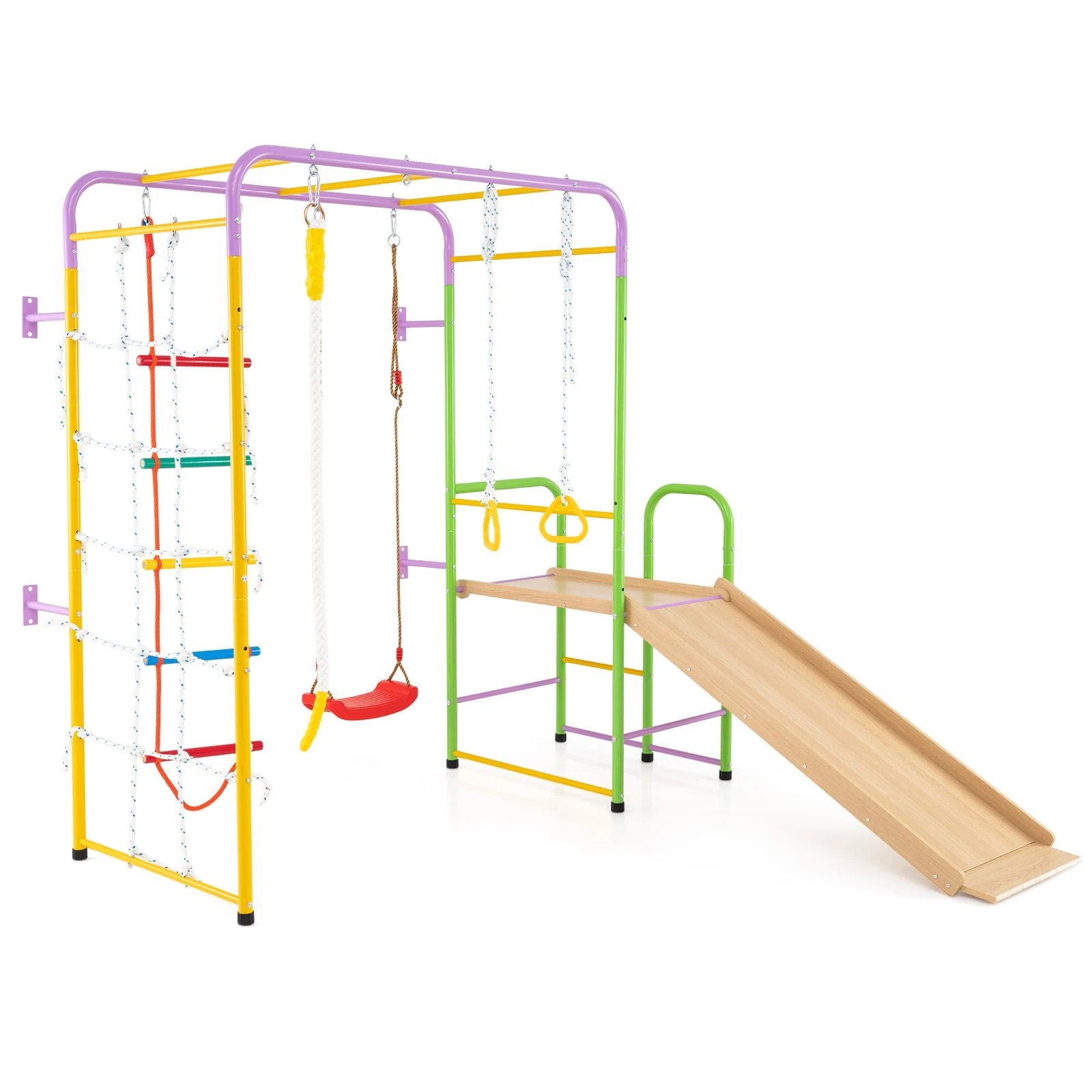 1 Costway Climb Playset 8in1 Metal Jungle Gym Swing Slide Set - Multi, 1 of 1