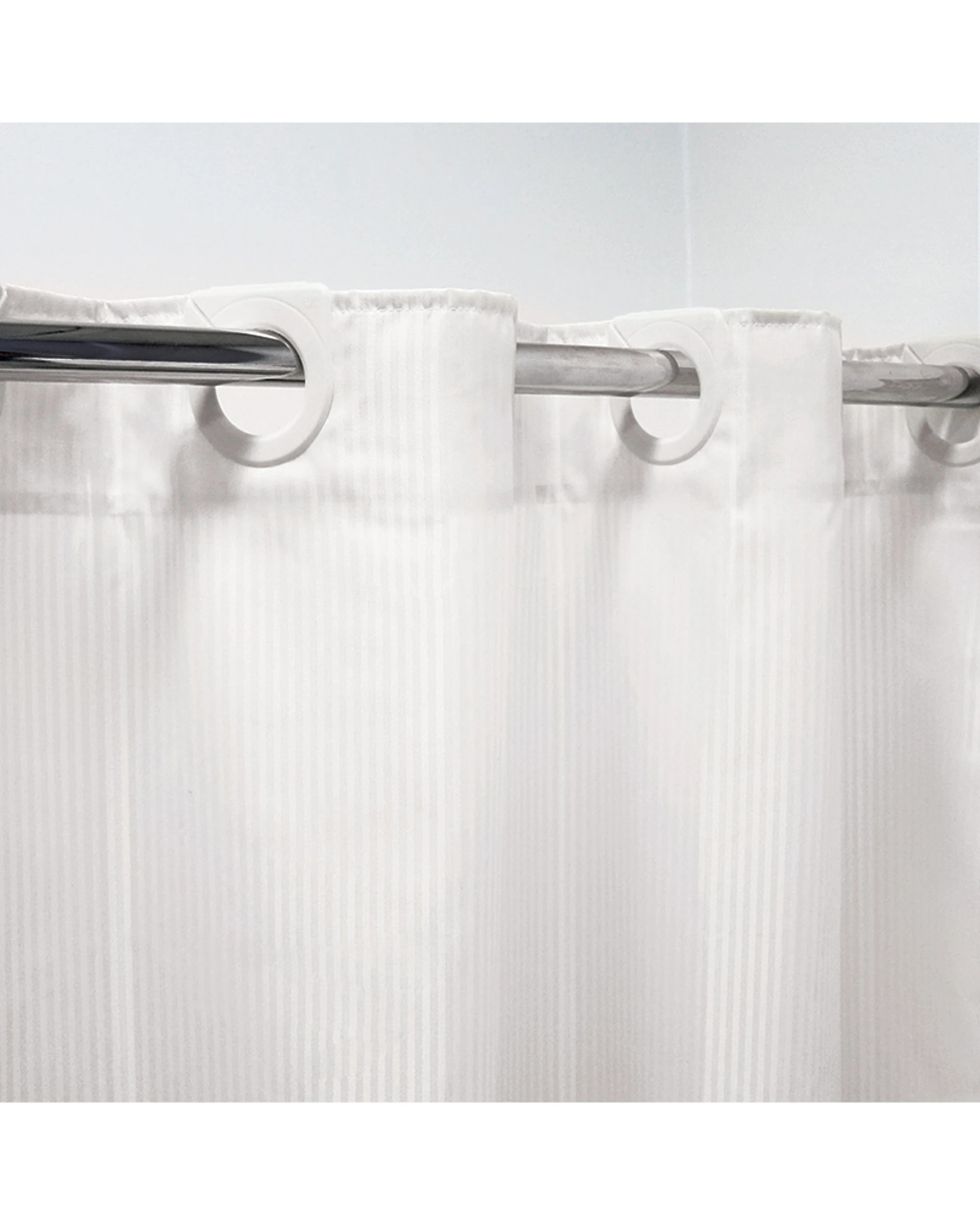 1 Bambury Shower Curtain Strong Integrated Hooks Weighted Magnets 100% Polyester - White, 1 of 1