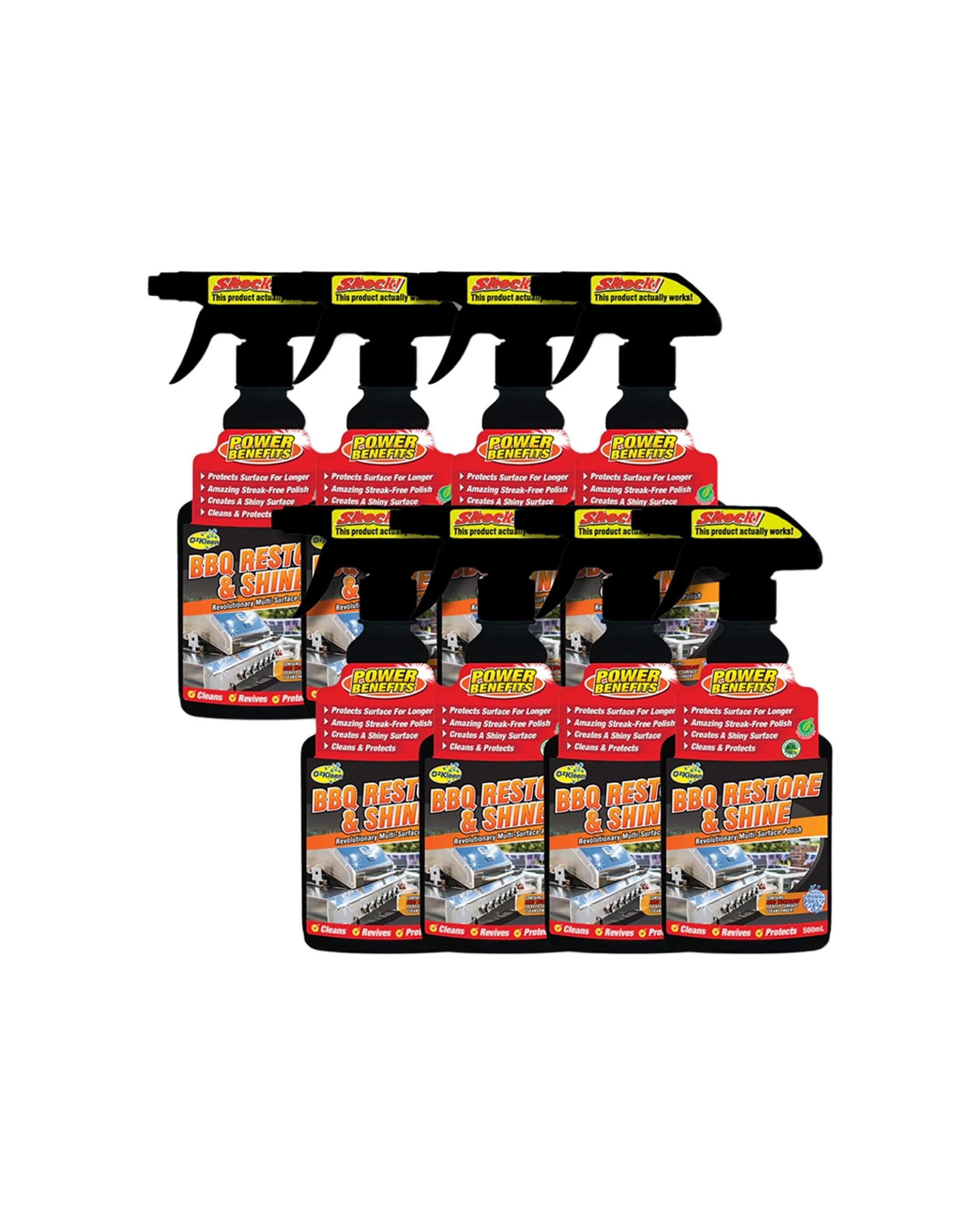 1 Ozkleen 8-Pack BBQ Restore & Shine 500ml Power Pack Surface Polish Cleaner Spray - Multi, 1 of 1