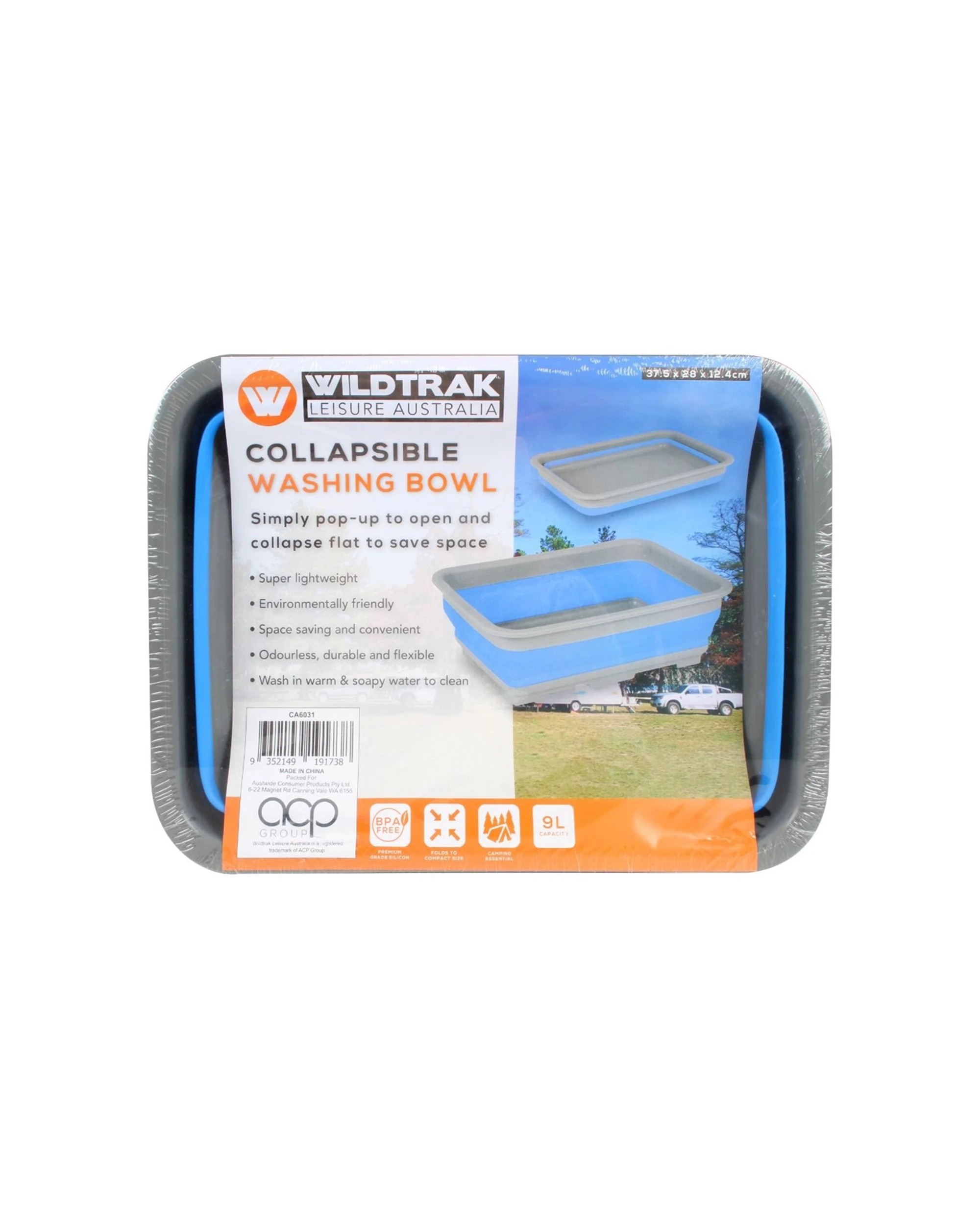 3 Wildtrak 9L Collapsible Washing Bowl Camping Basin Odourless Flexible Design - Multi, 3 of 3