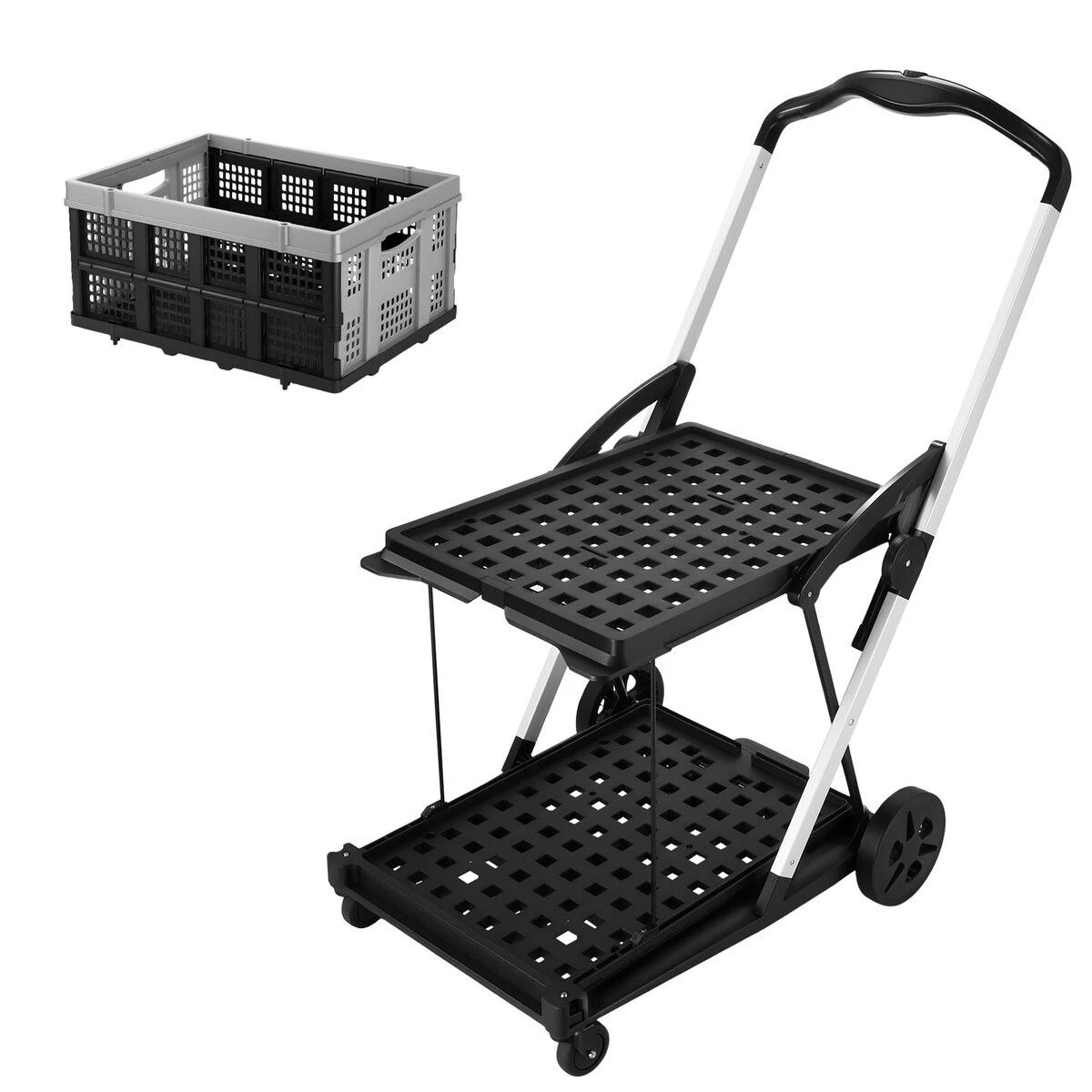 3 AUSWAY Folding Trolley Cart Push Dolly Collapsible Hand Truck Utility Shopping, 3 of 3