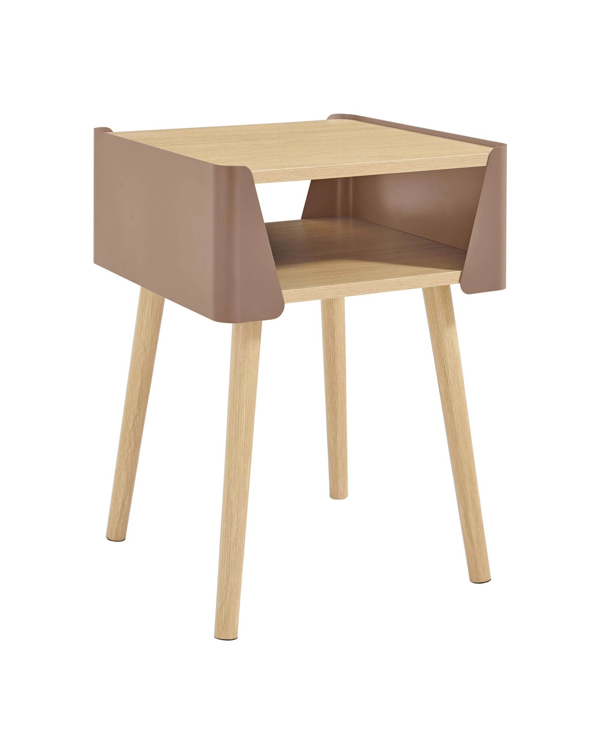 1 Kodu Side Table Bedside Shelf Square - Brown, 1 of 9