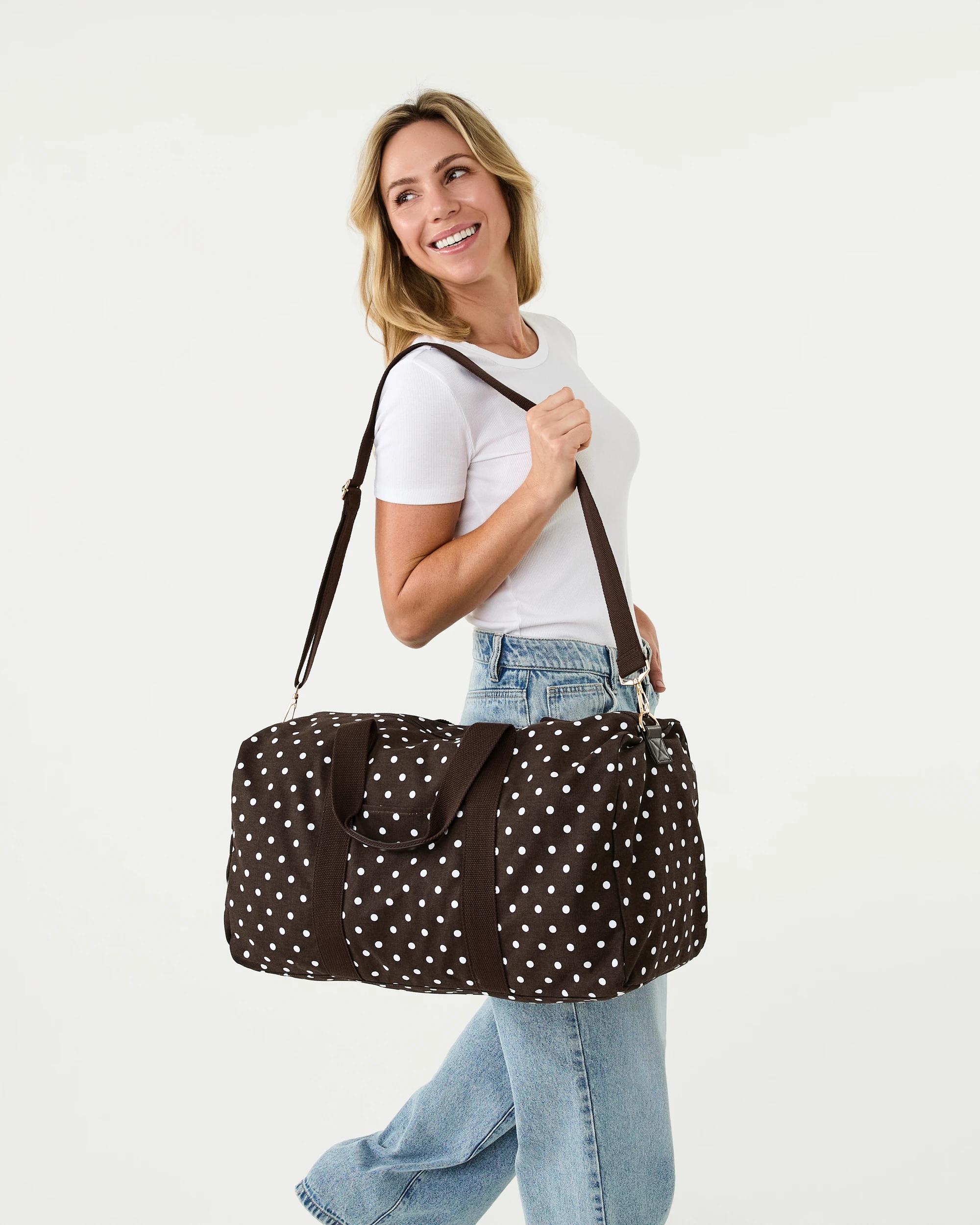 5 Canvas Weekender Bag Choc Spot, 5 of 6