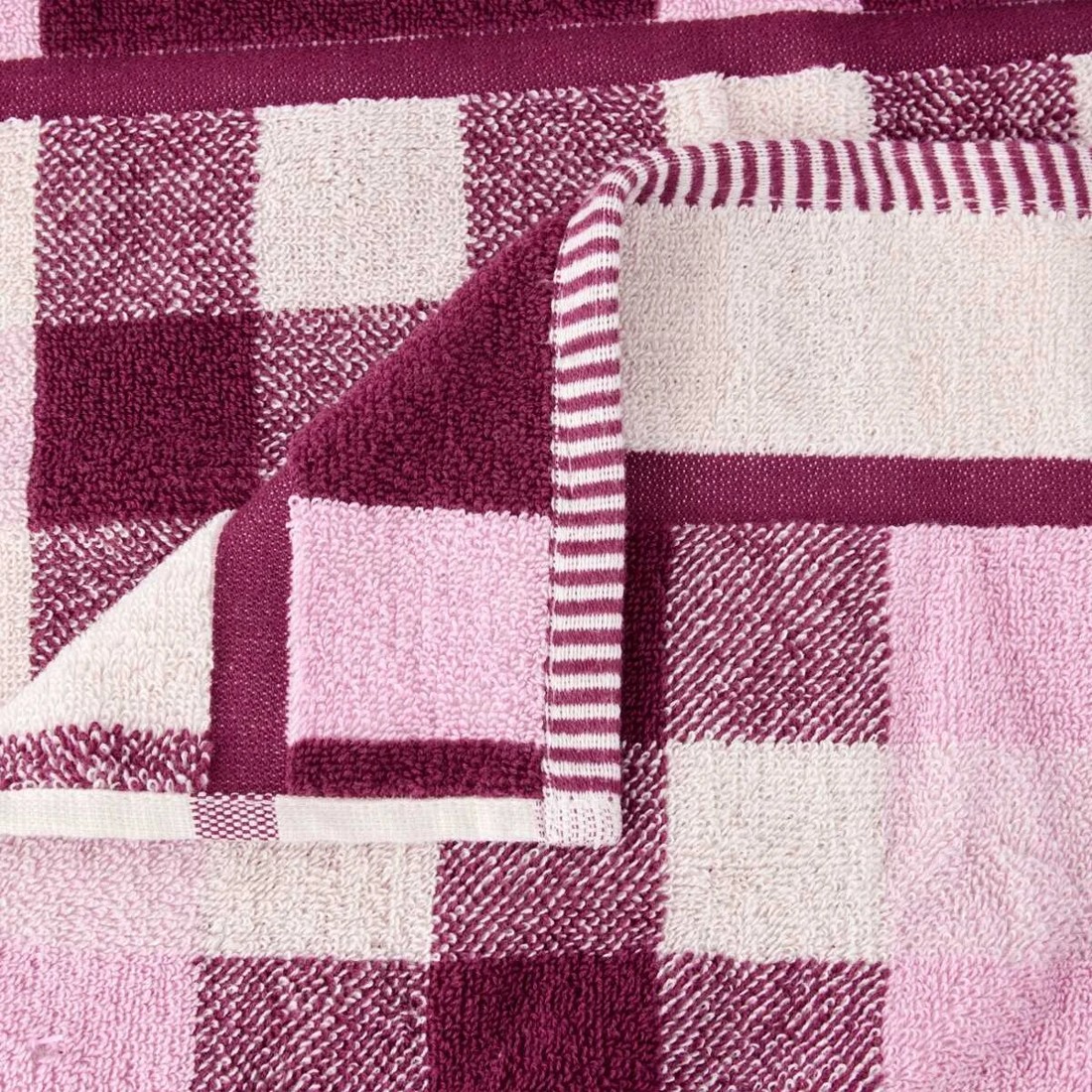 2 Cotton Check Hand Towel - Pink, 2 of 5