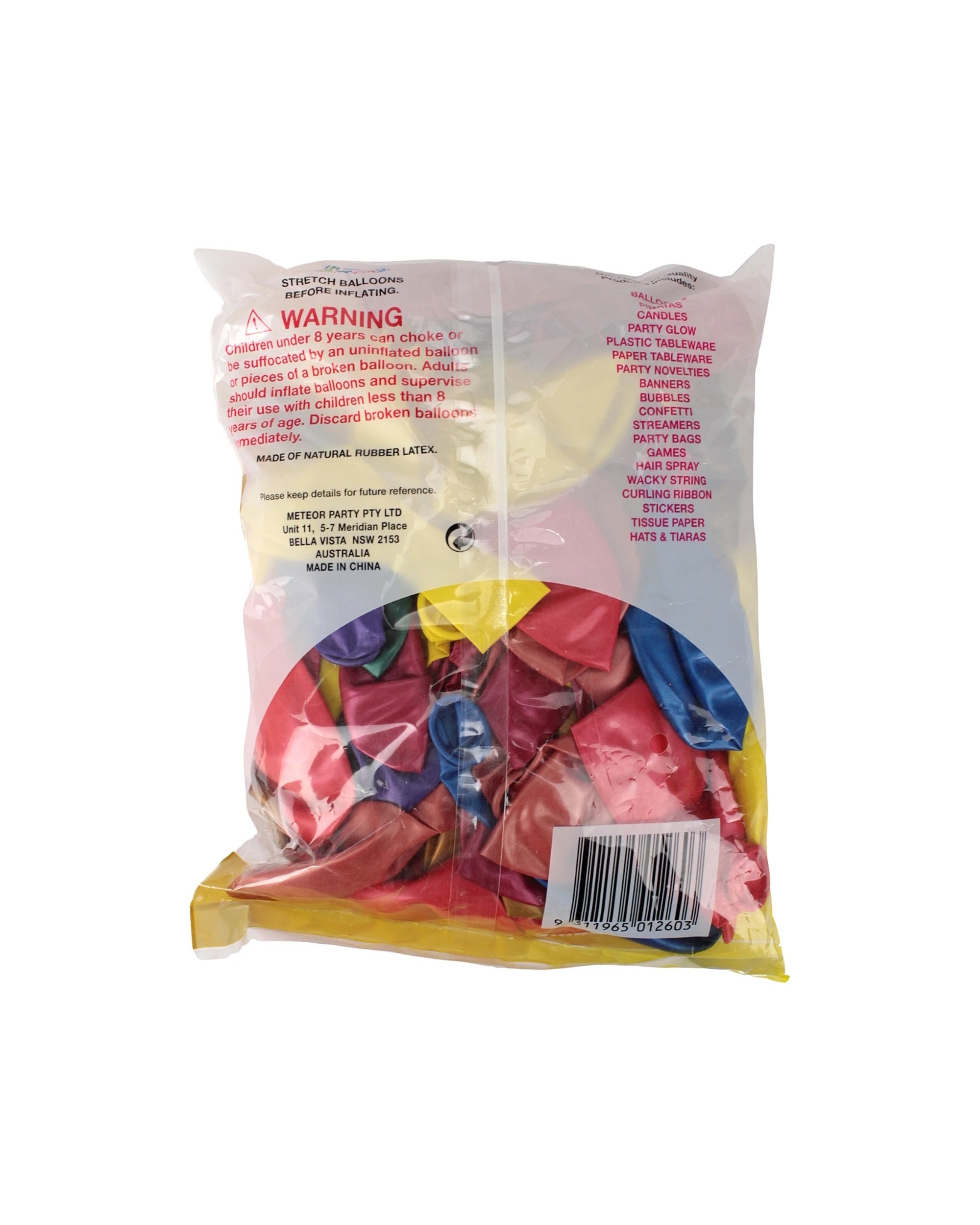 4 Meteor Metallic Latex Balloons 30cm Pack of 100 - Multi, 4 of 4