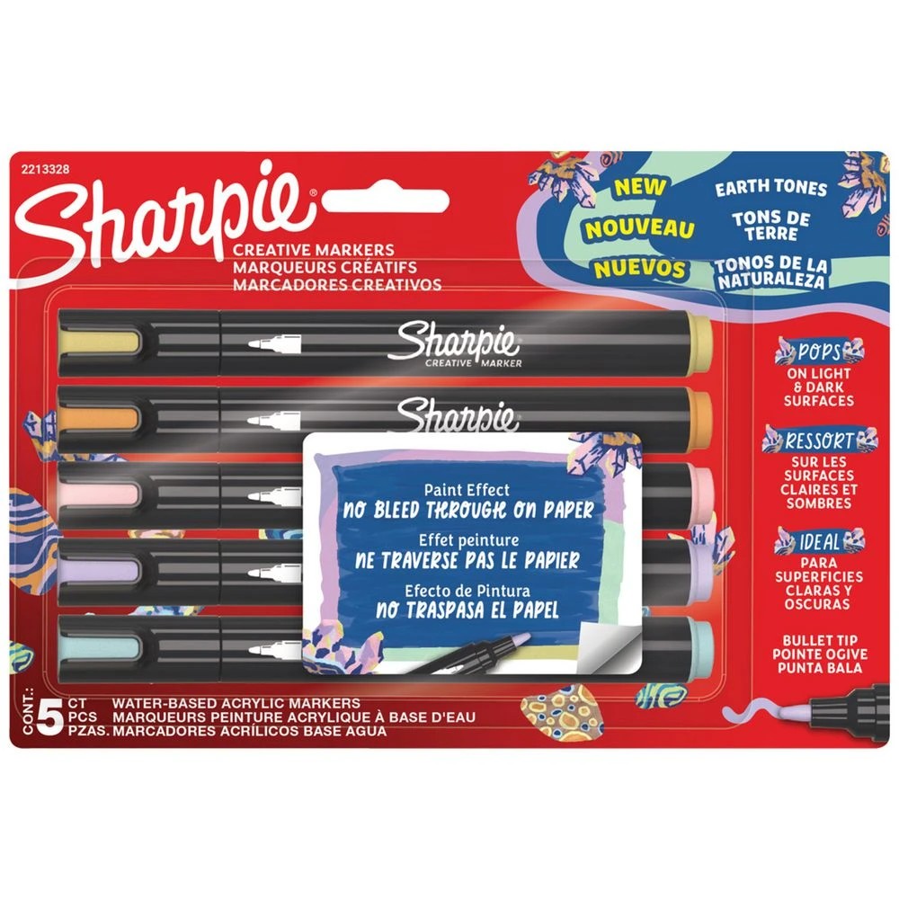 1 Sharpie Creative Acrylic Bullet Markers Earth Tones 5 Pack, 1 of 10