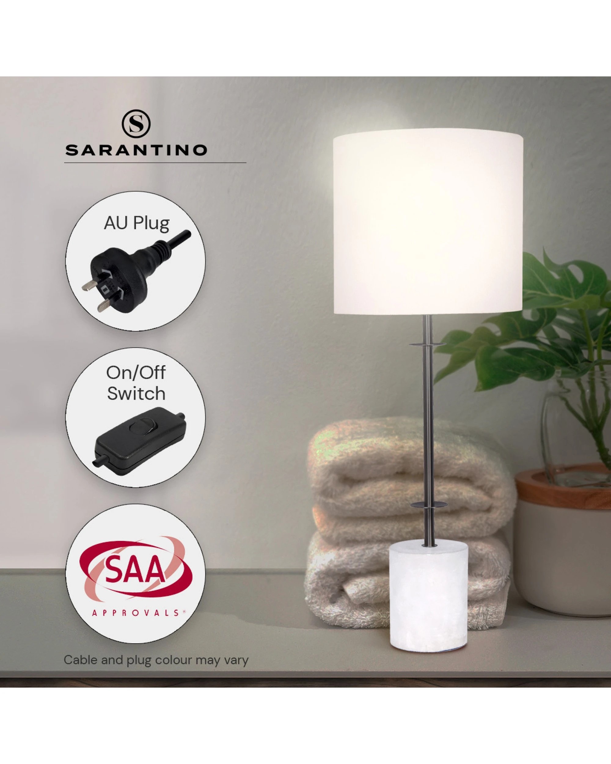 7 Sarantino Concrete Metal Desk Table Lamp Linen Drum Shade - Off-White, 7 of 10