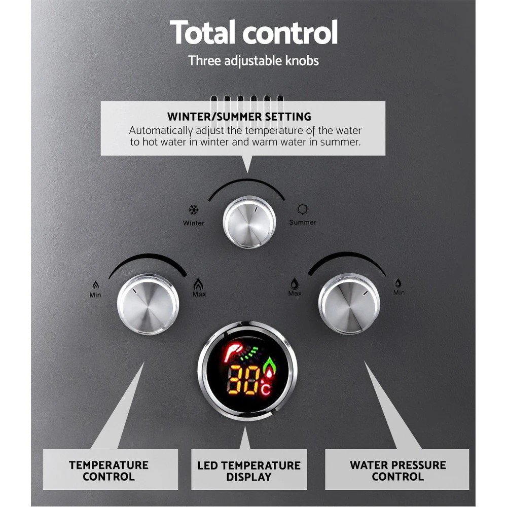 5 Devanti Portable Gas Water Heater LPG System - Beige, 5 of 9