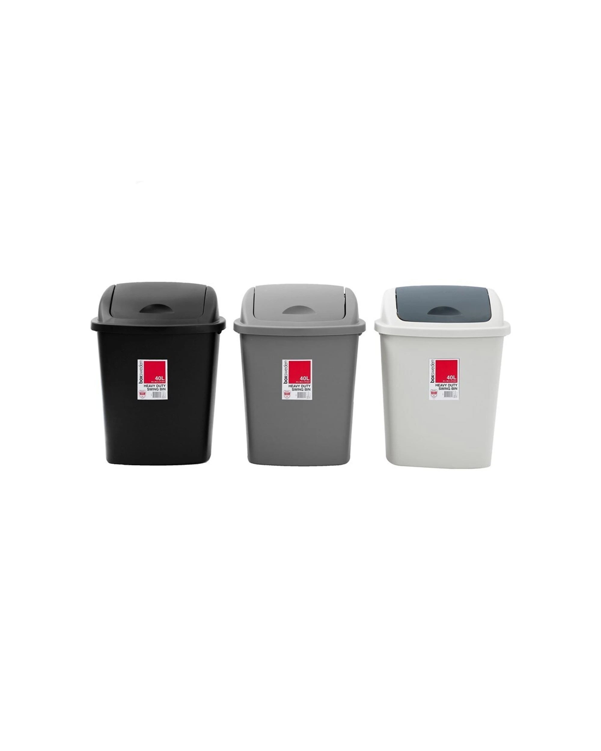 1 Boxsweden 20l Trash Bin With Swing Lid 35x27cm Kitchen Waste Bin - Heavy Duty - Grey, 1 of 5