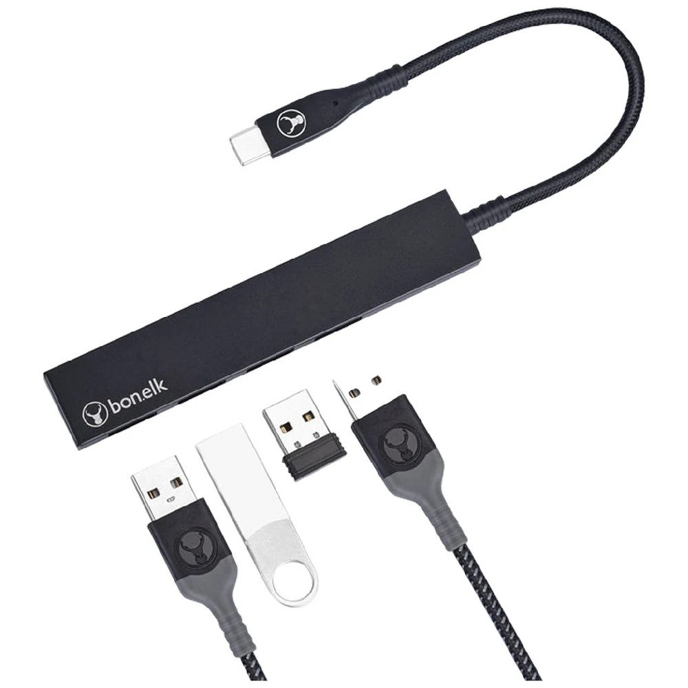4 Bonelk Long-Life USB-C to 4 Port USB 3.0 Slim Hub Black, 4 of 5