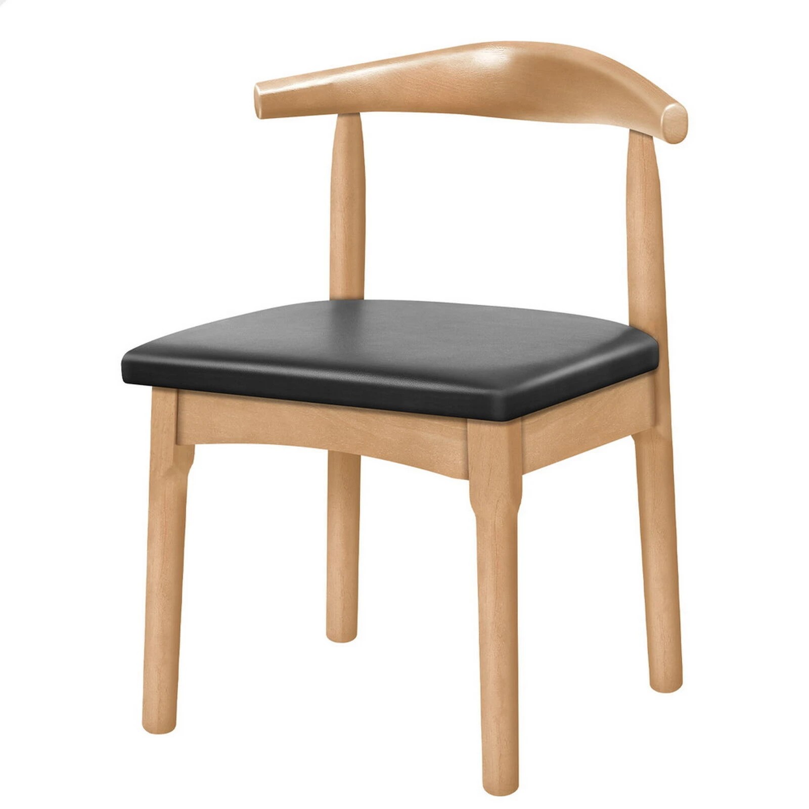 1 Alfordson 1x Dining Chair Kitchen Lounge Cafe Retro Wood PU Leather Seat - Oak, 1 of 9