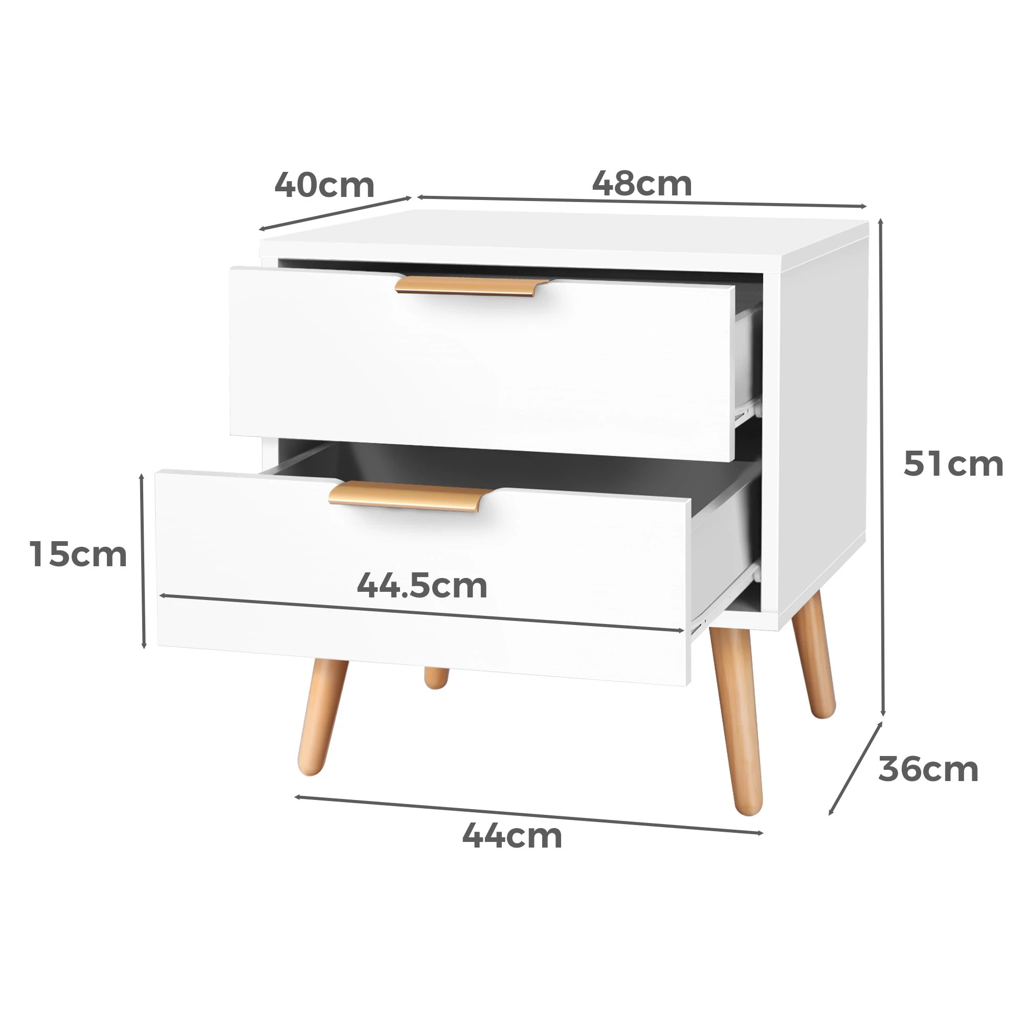 3 Alfordson Bedside Table Nightstand Side Storage Cabinet Scandinavian - White, 3 of 10