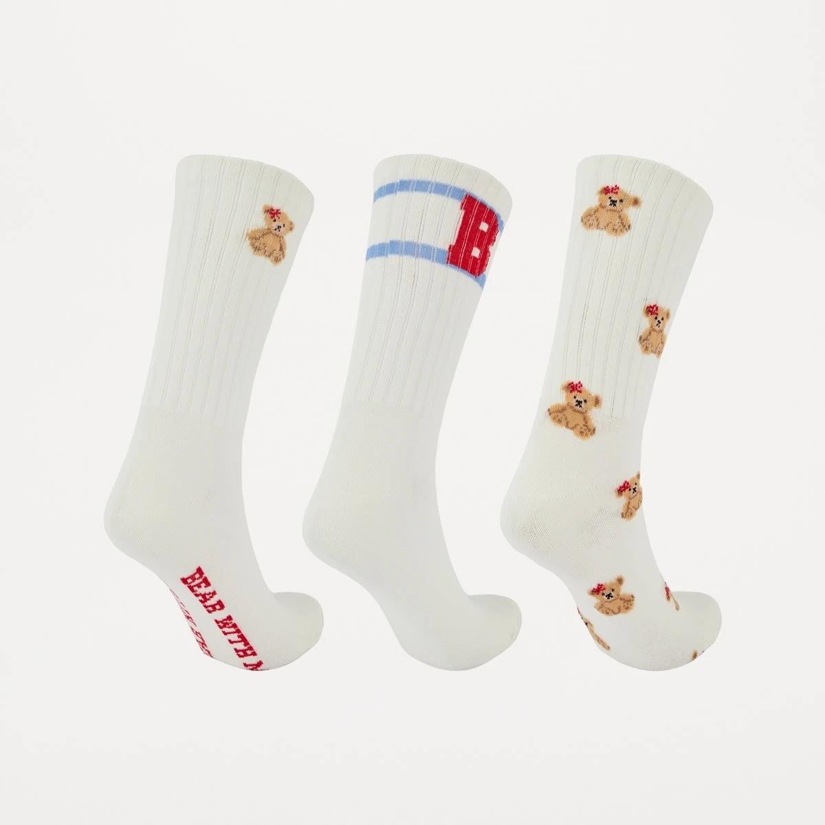2 3 Pack Printed Crew Socks BEARS, 2 of 3