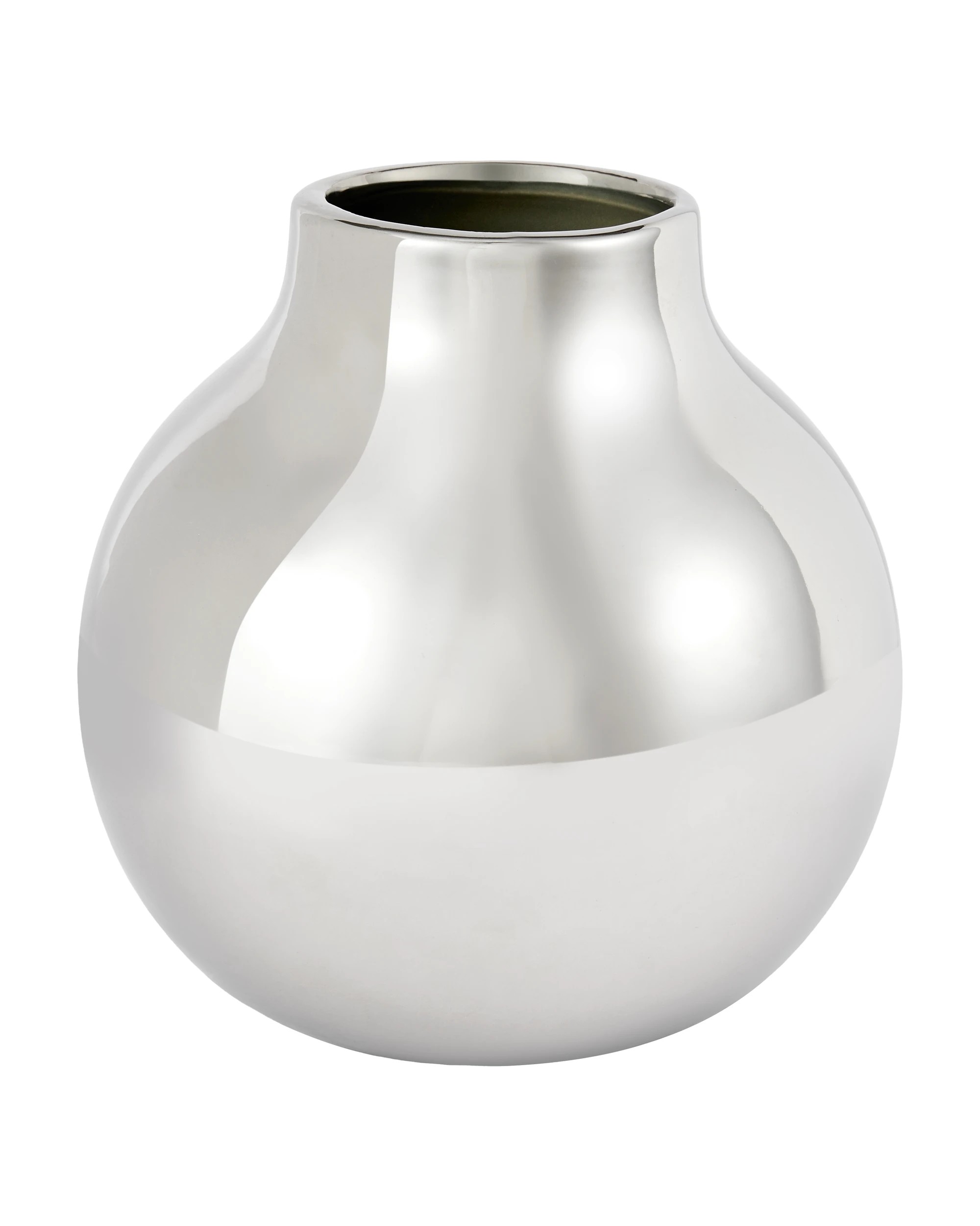 3 Chrome Look Round Vase, 3 of 5
