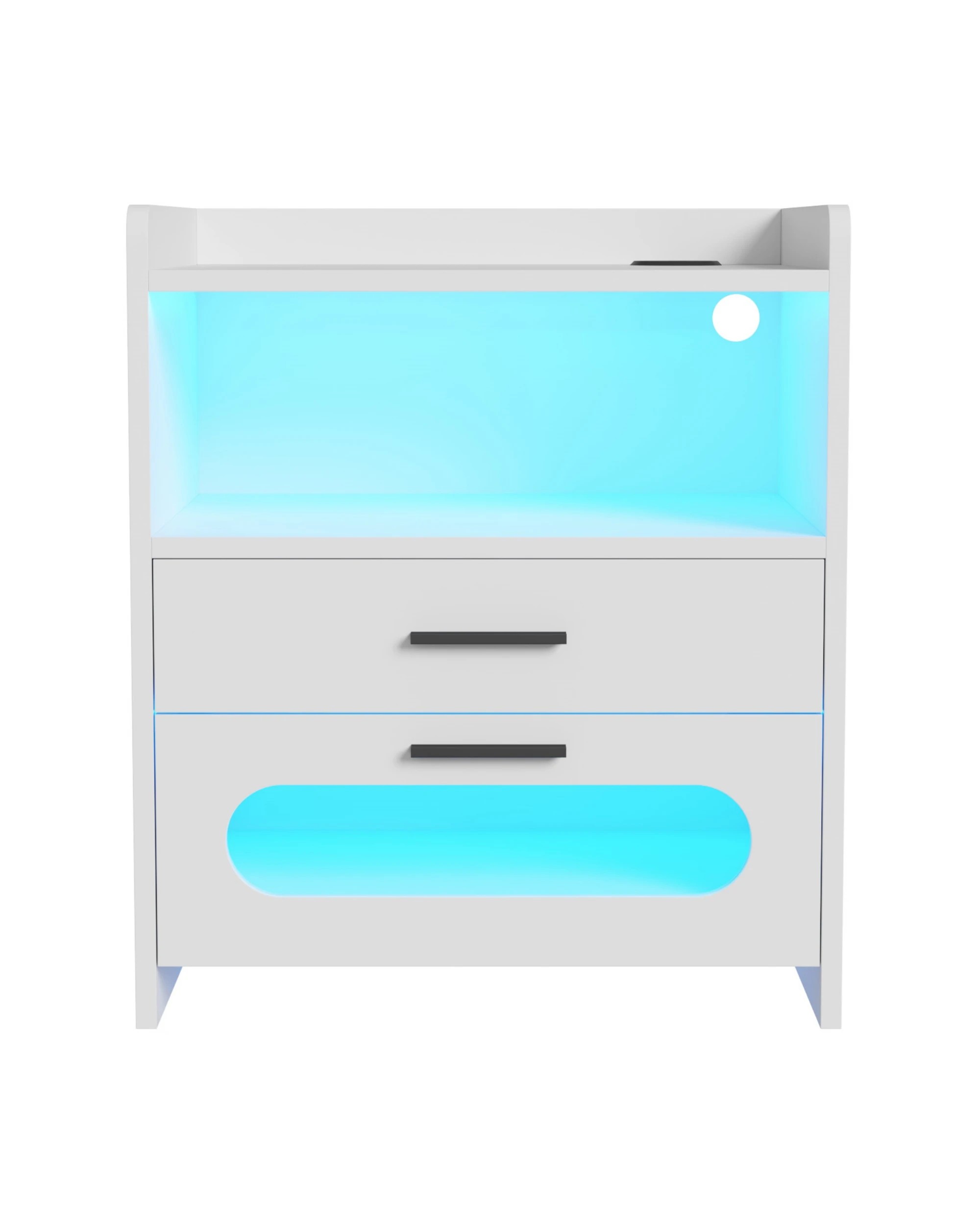 1 Advwin Bedside Table Wireless Charging Station Led Lights 2 Drawers Storage
 - White, 1 of 8
