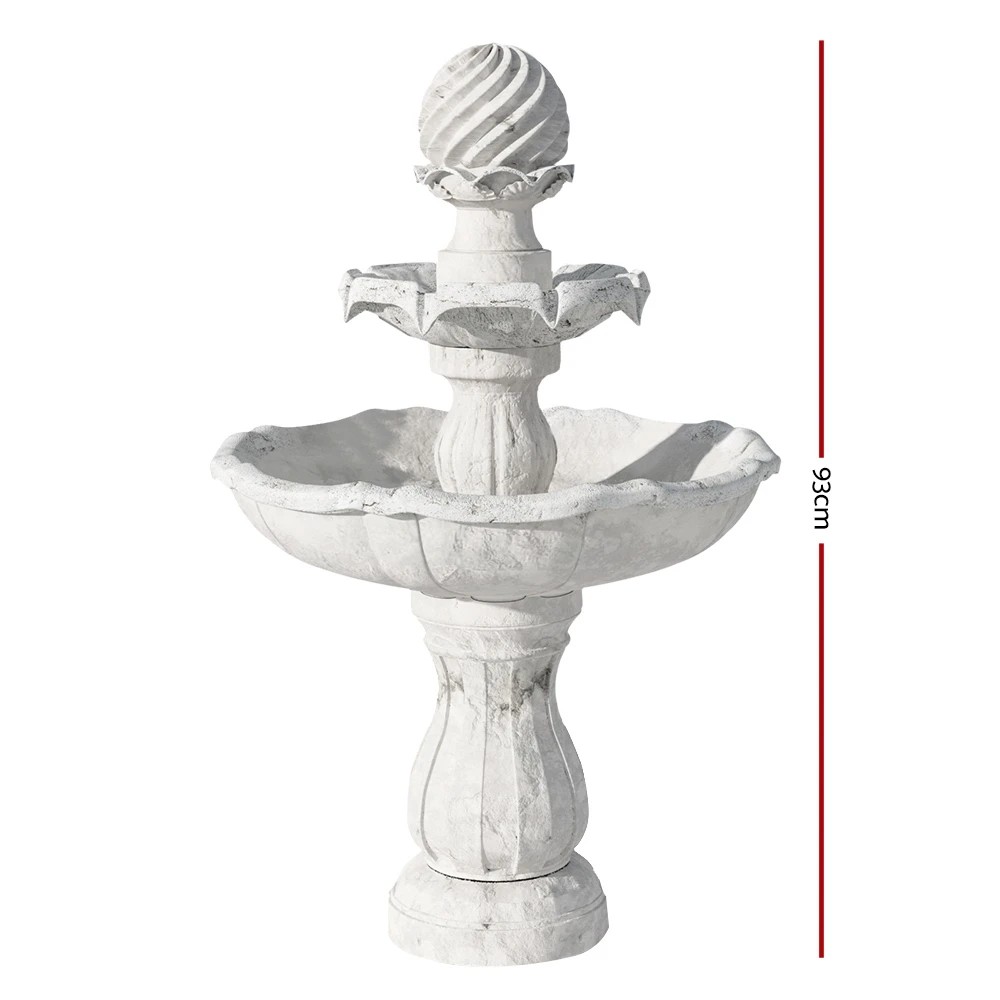 2 Gardeon Solar Water Feature 3-Tier Fountain with Pump Kit Bird Bath 93CM Ivory - Beige, 2 of 8