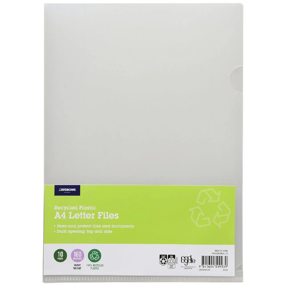 1 J.Burrows A4 Letter Files Clear 10 Pack, 1 of 3