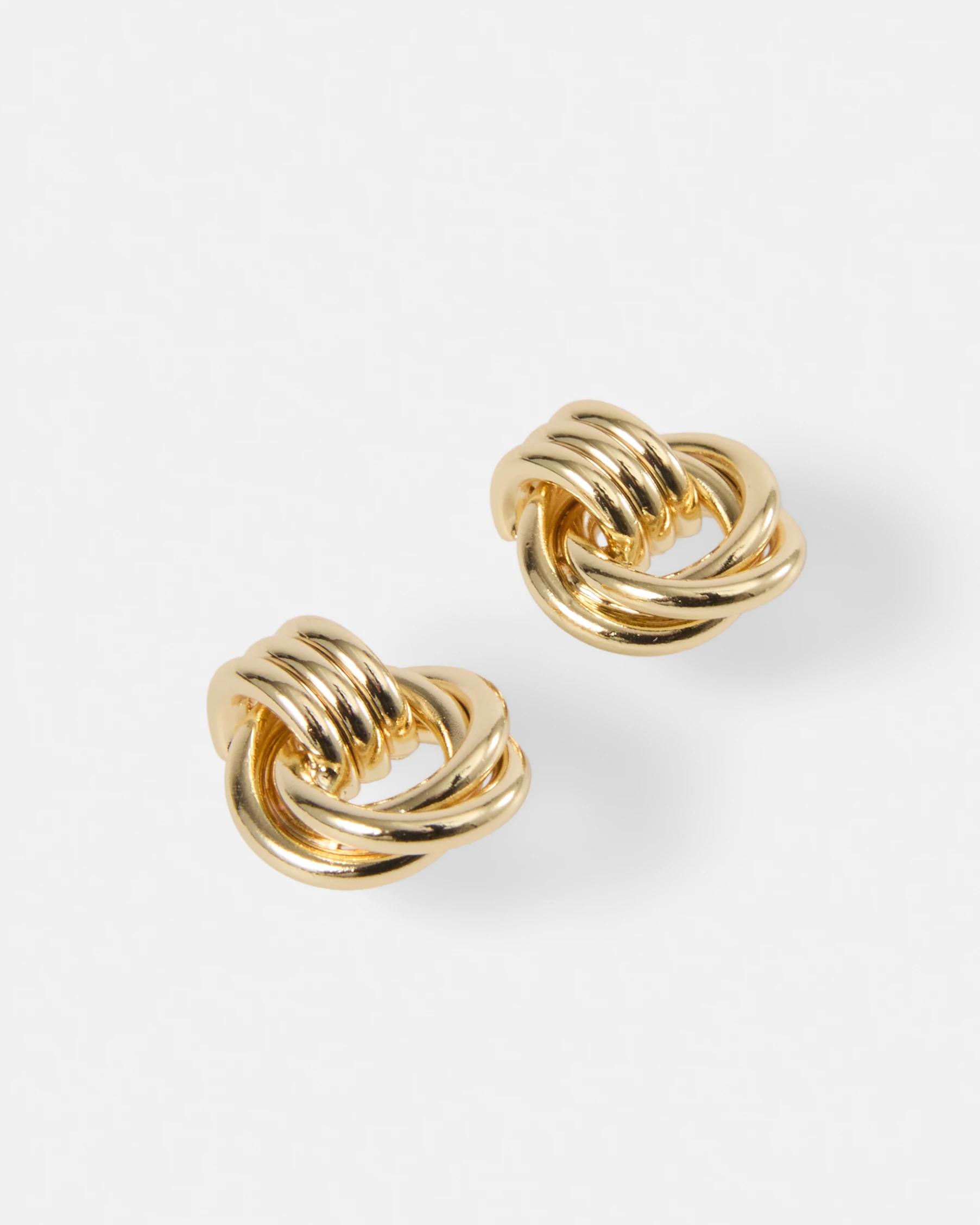 3 18K Gold Plated Door Knocker Stud Earrings Gold, 3 of 5